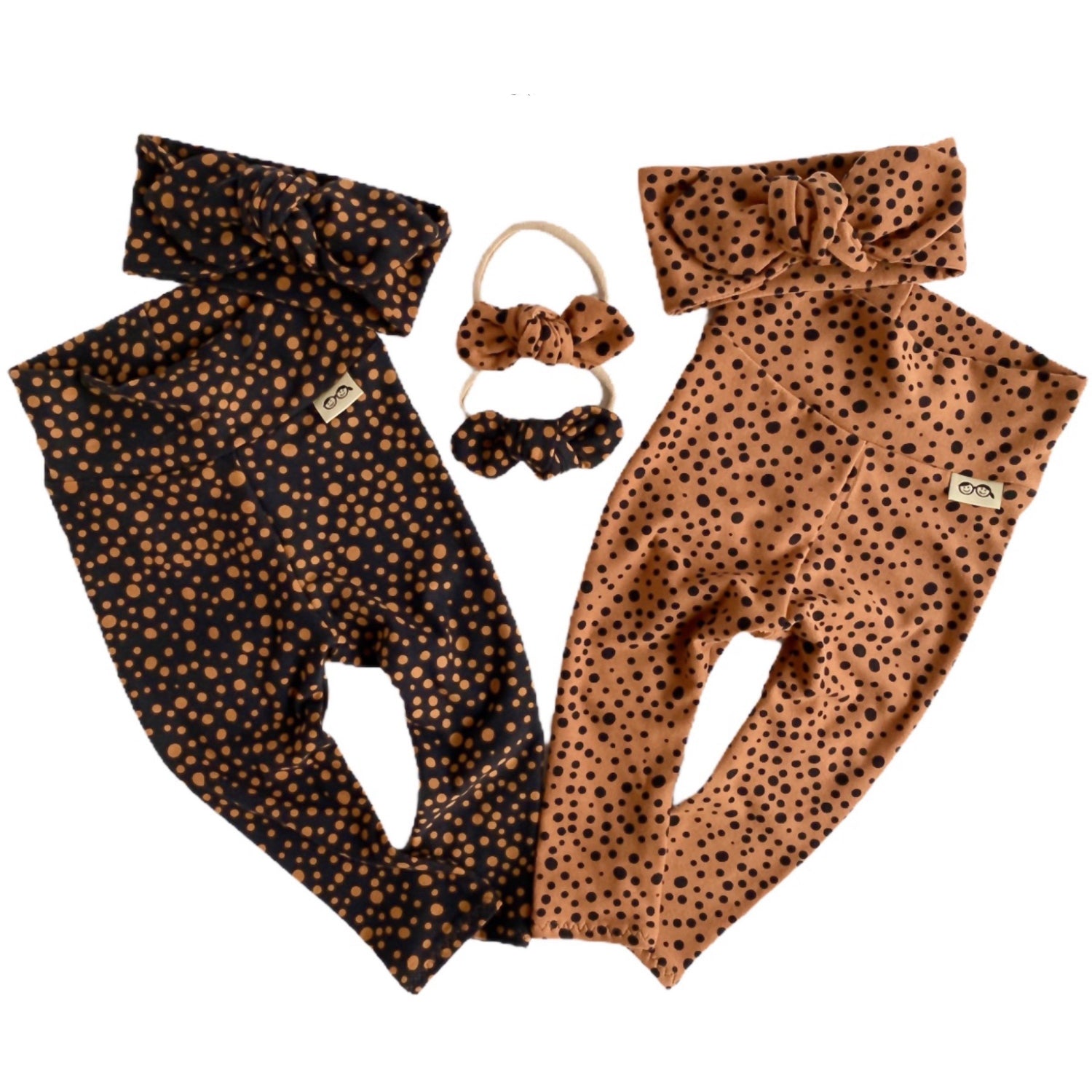 Tan Abstract Dots Leggings and/or Headband