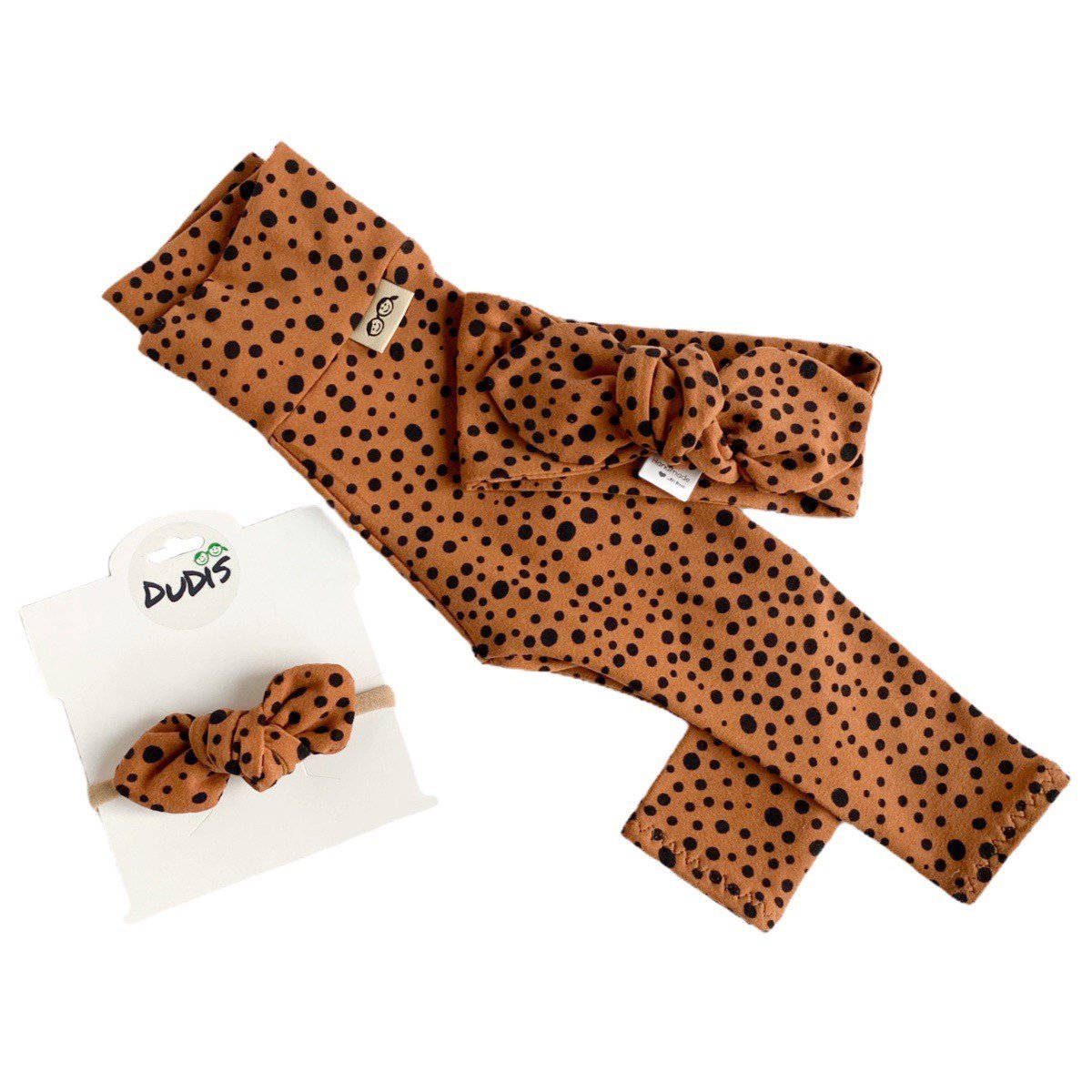 Tan Abstract Dots Leggings and/or Headband