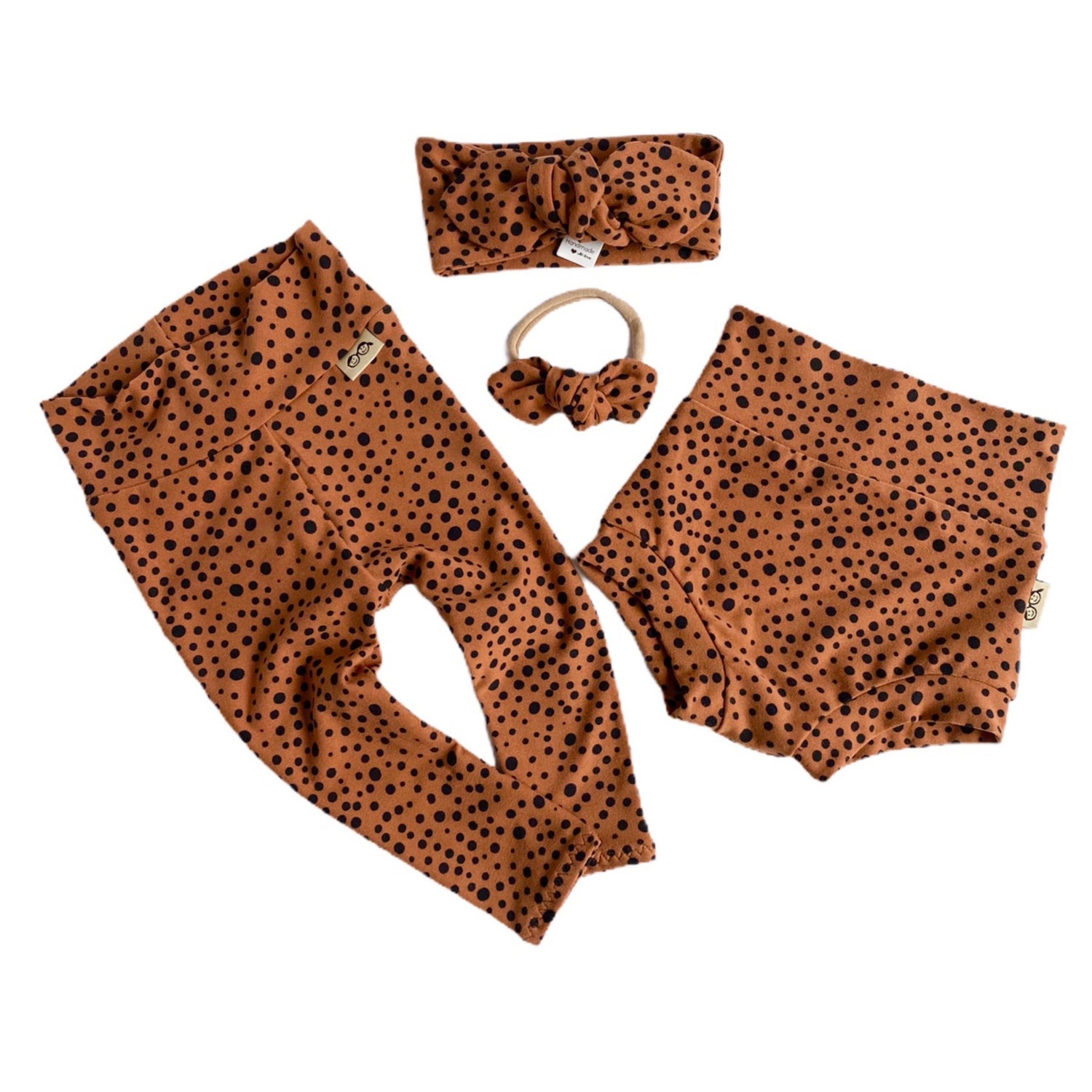 Tan Abstract Dots Leggings and/or Headband