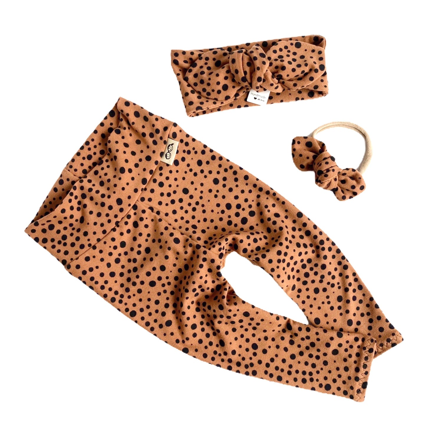 Tan Abstract Dots Leggings and/or Headband
