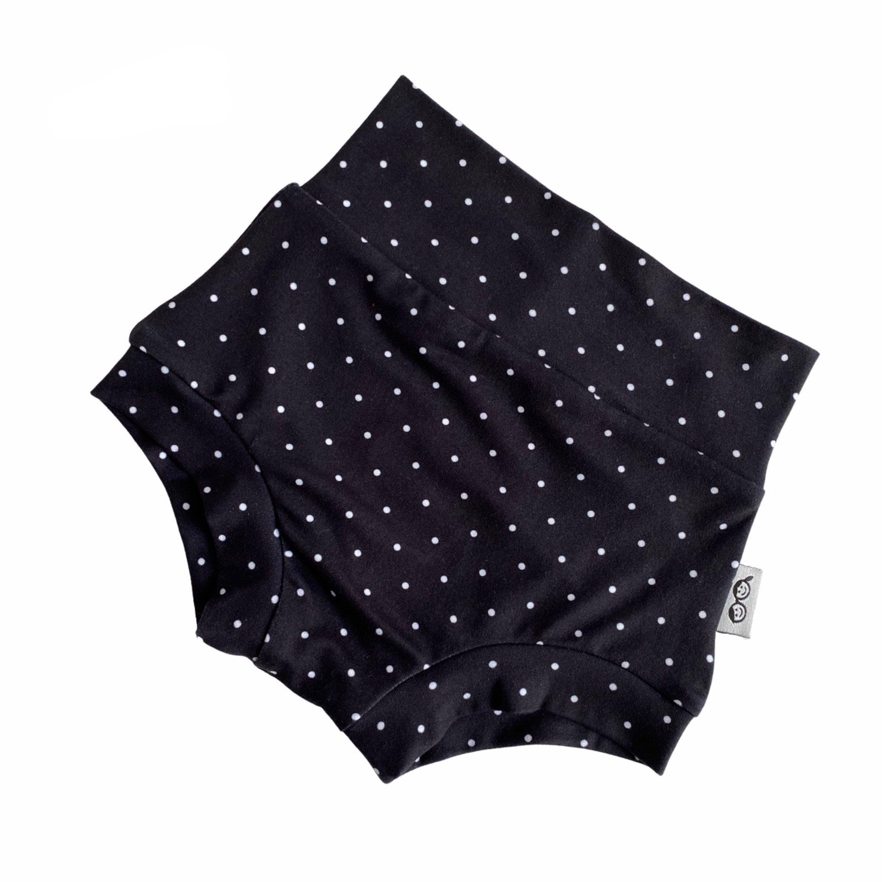 White Tiny Dots on Black Bummies and/or Headbands