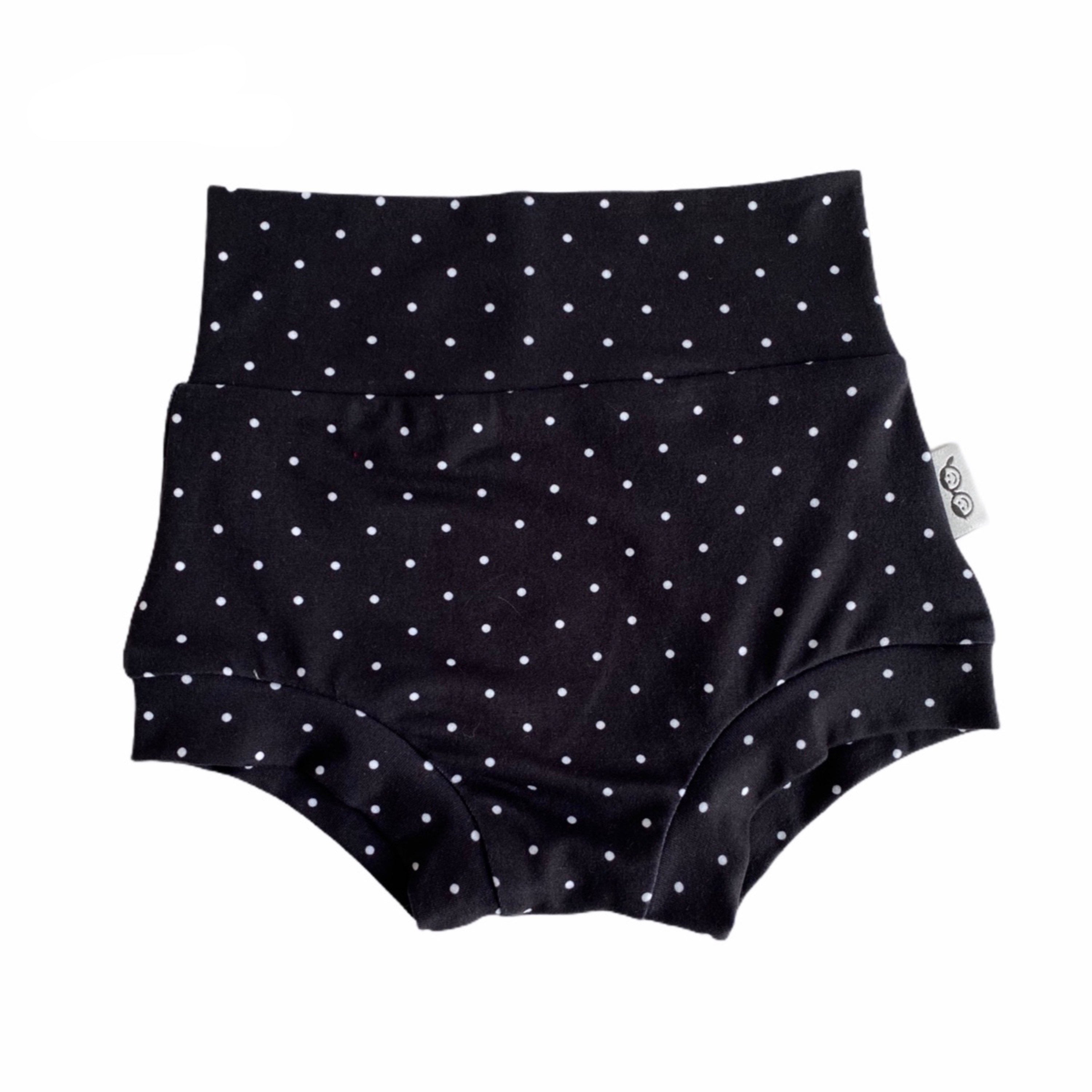 White Tiny Dots on Black Bummies and/or Headbands