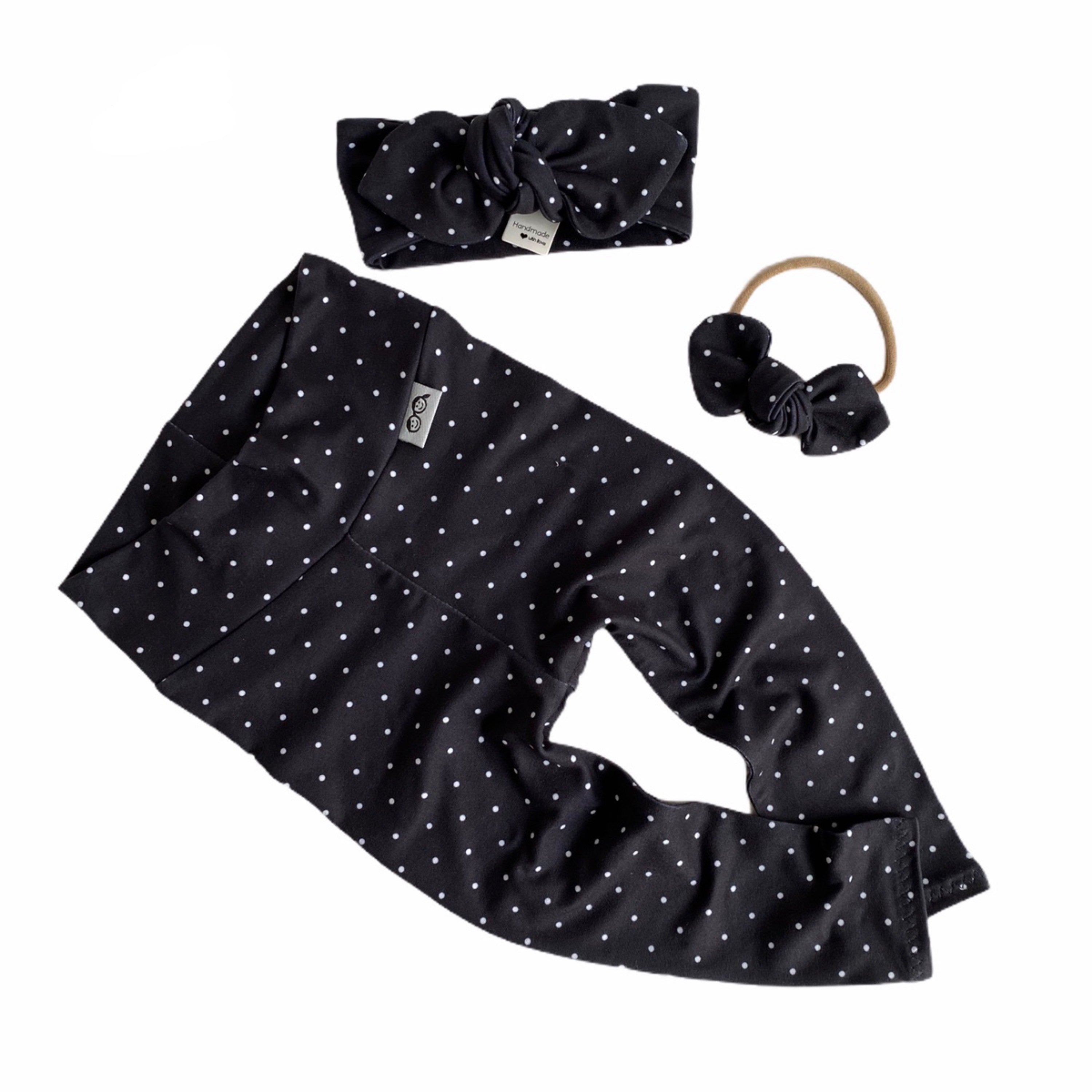 Black and White Polka Dot Leggings and/or Headbands