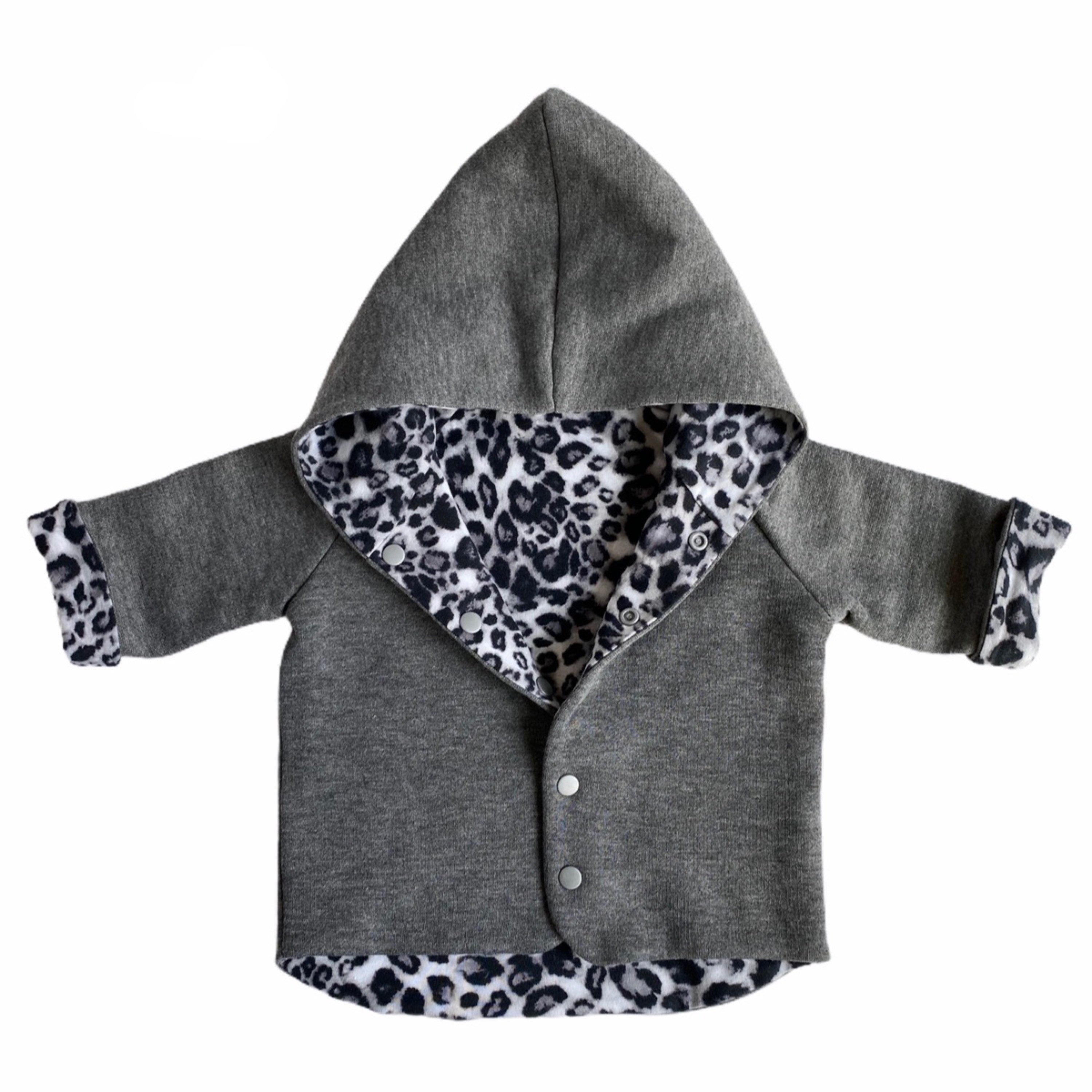 Charcoal & Grey Cheetah Hooded Jacket
