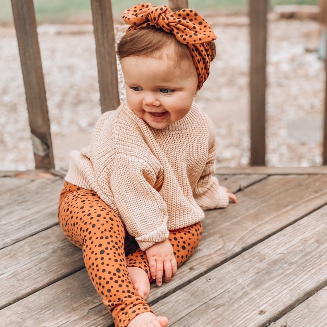 Tan Abstract Dots Leggings and/or Headband