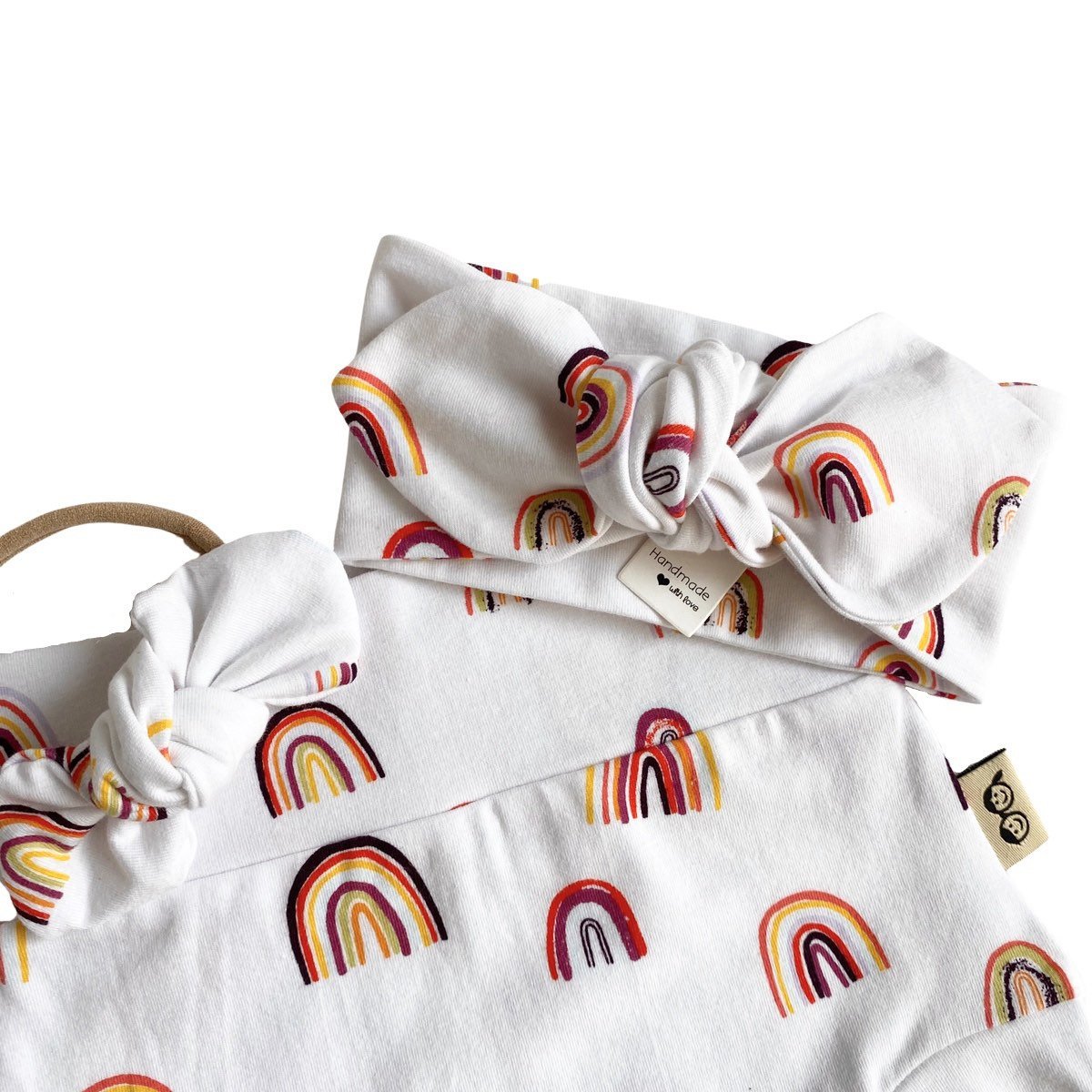 Rainbows on White Bummies and/or Headbands