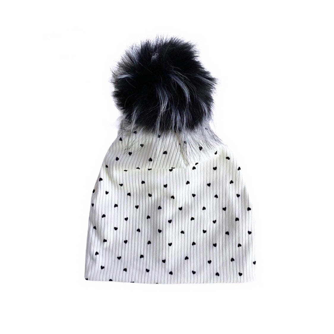 Petite Hearts White Ribbed Fur Pom Pom Hat and/or Infinity Scarf
