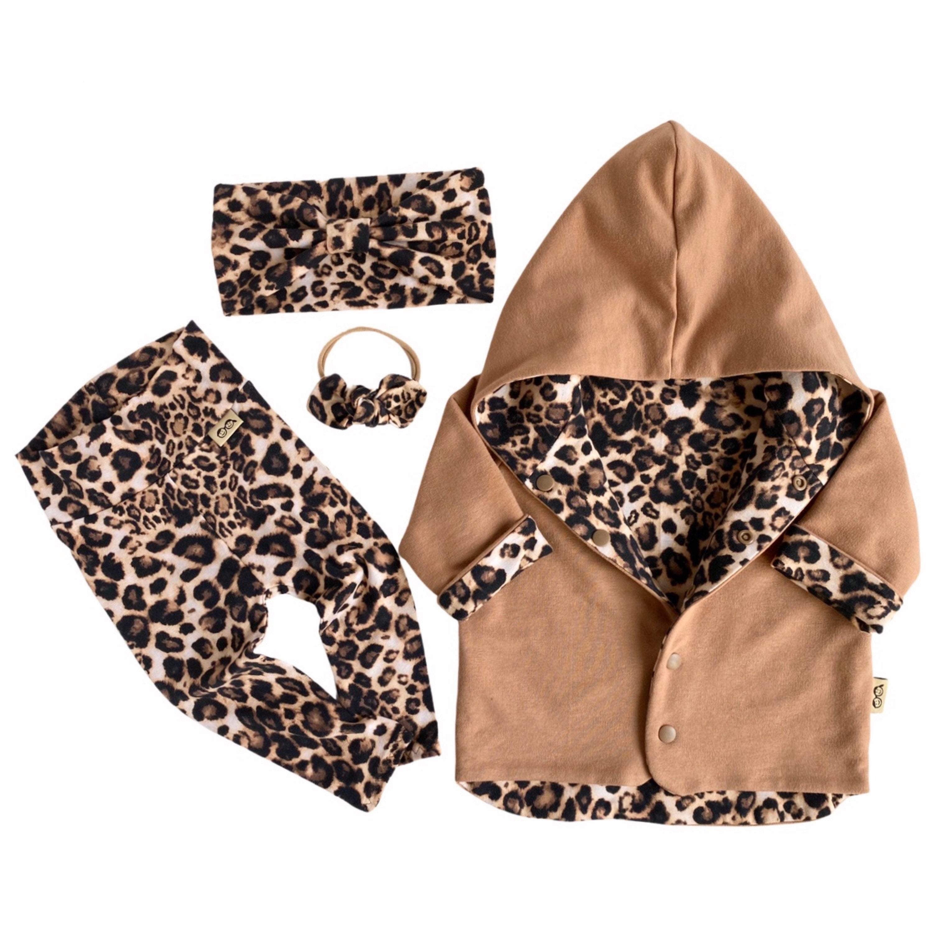 Camel & Tan Cheetah Hooded Jacket