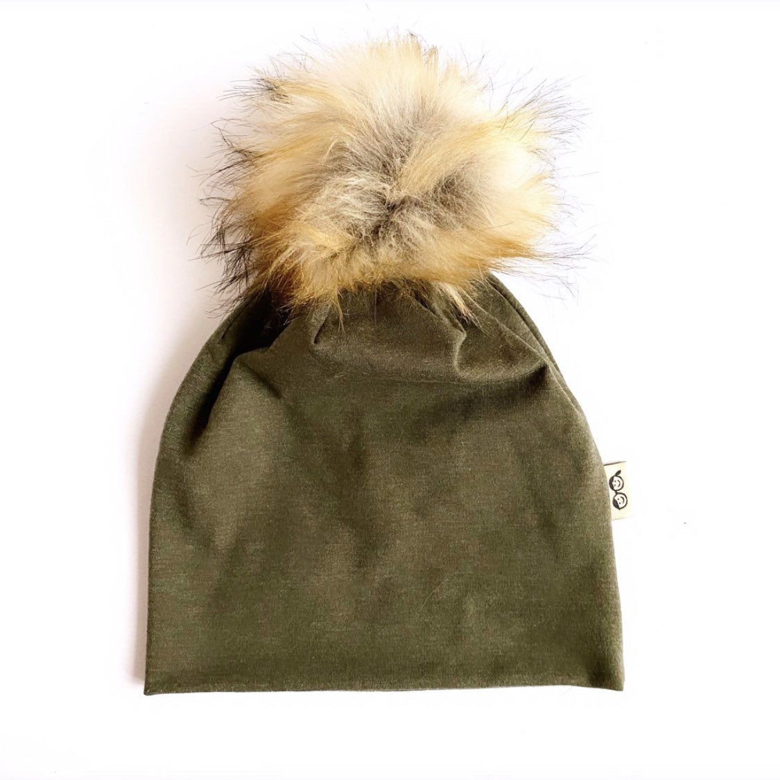Olive Faux Fur Pom Pom Hat