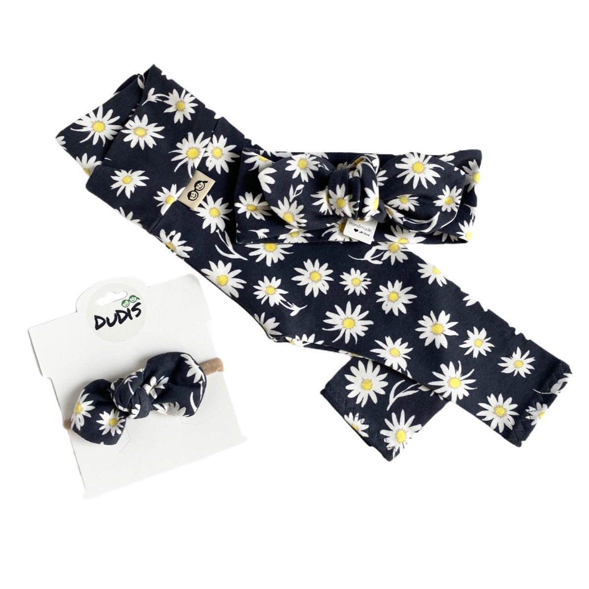 Daisies on Off Black Leggings and/or Headbands