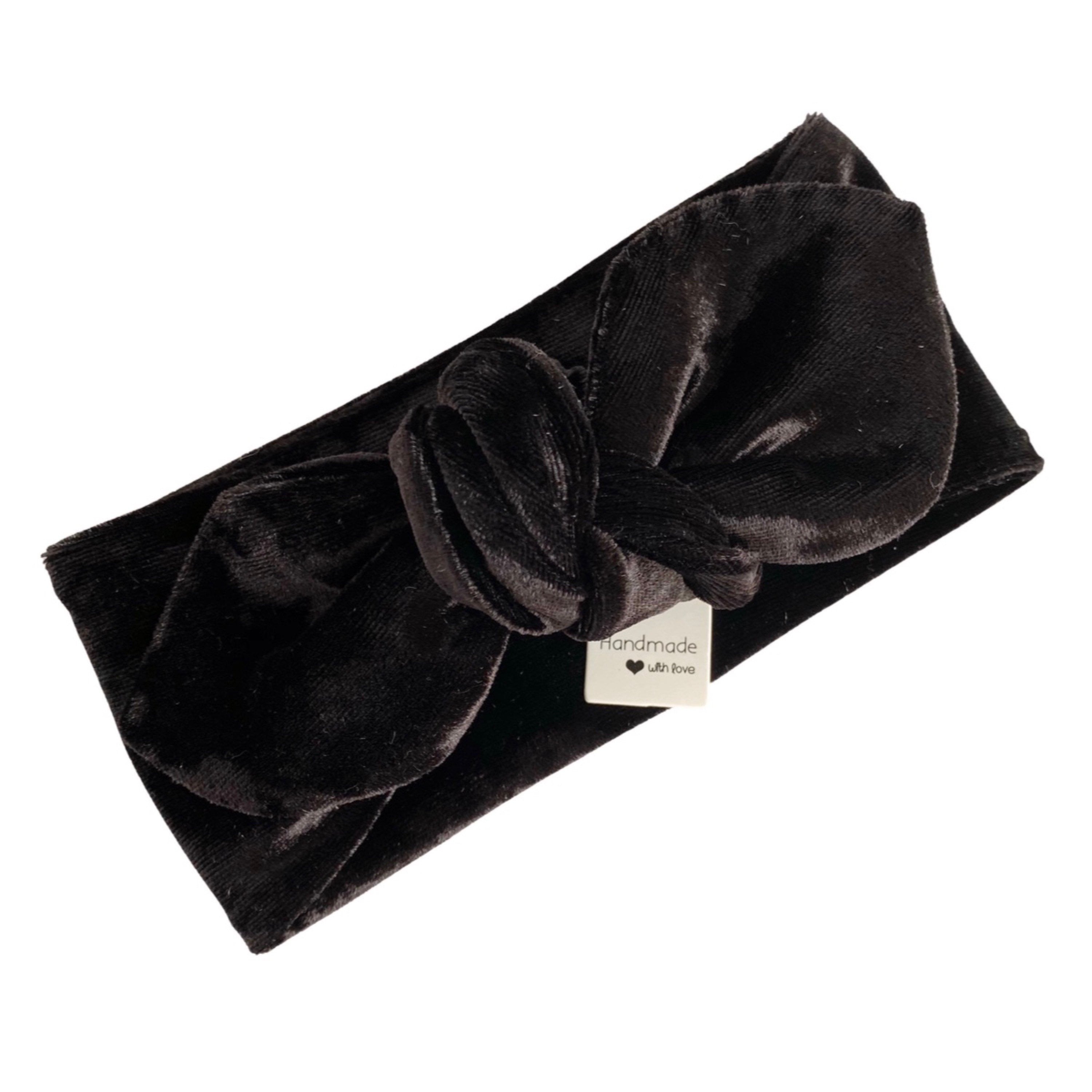 Velvet Black, Silver Grey, Red - Top Knot Headbands