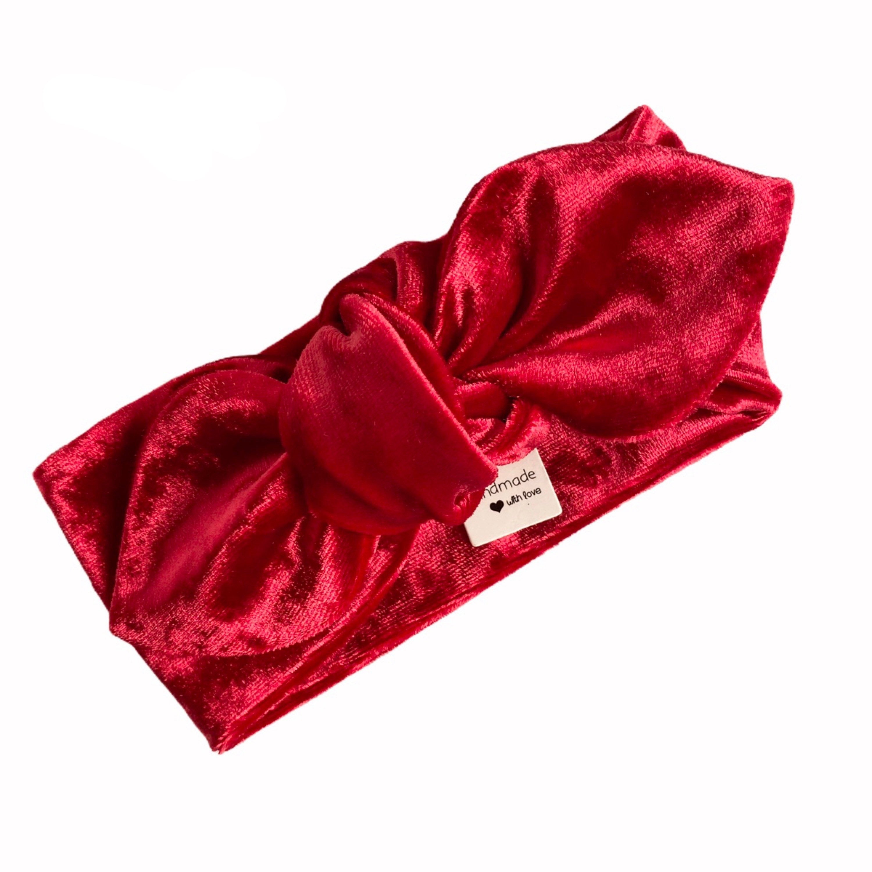 Velvet Black, Silver Grey, Red - Top Knot Headbands