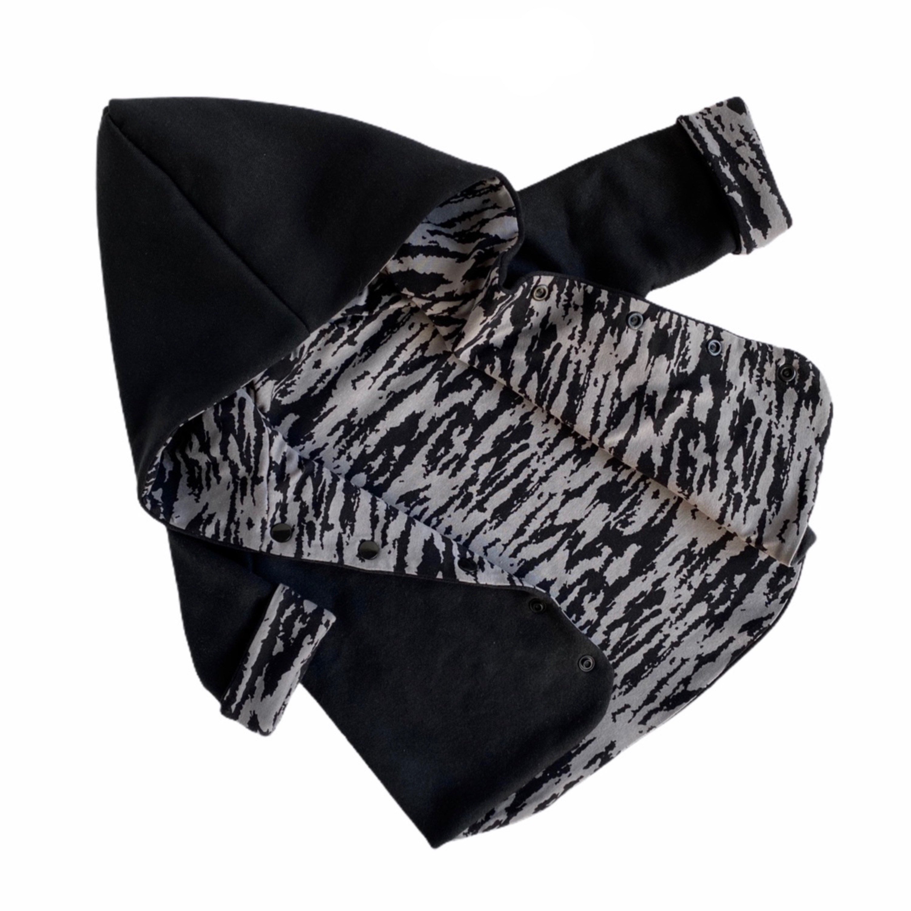 Black & Grey Zebra Hooded Jacket
