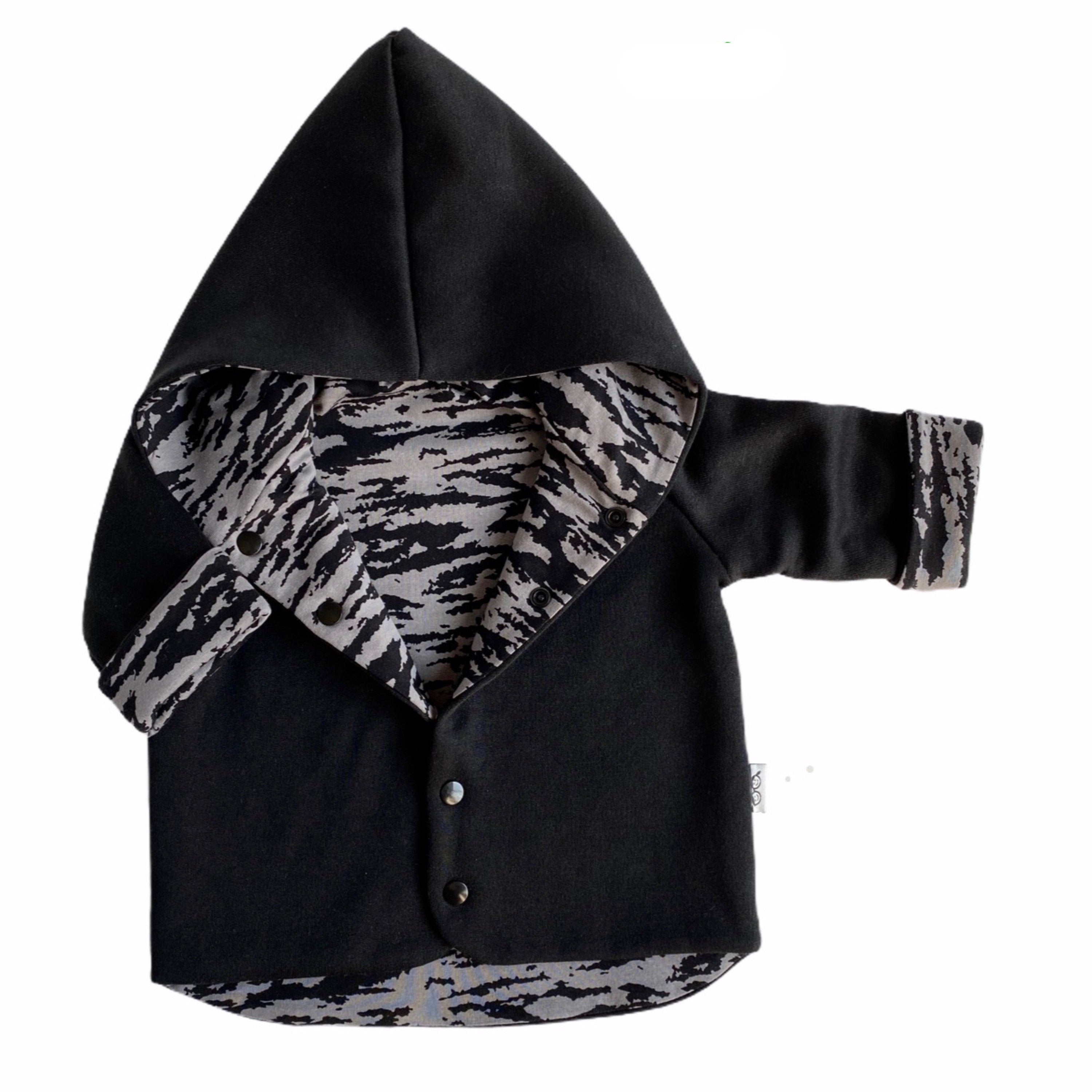 Black & Grey Zebra Hooded Jacket
