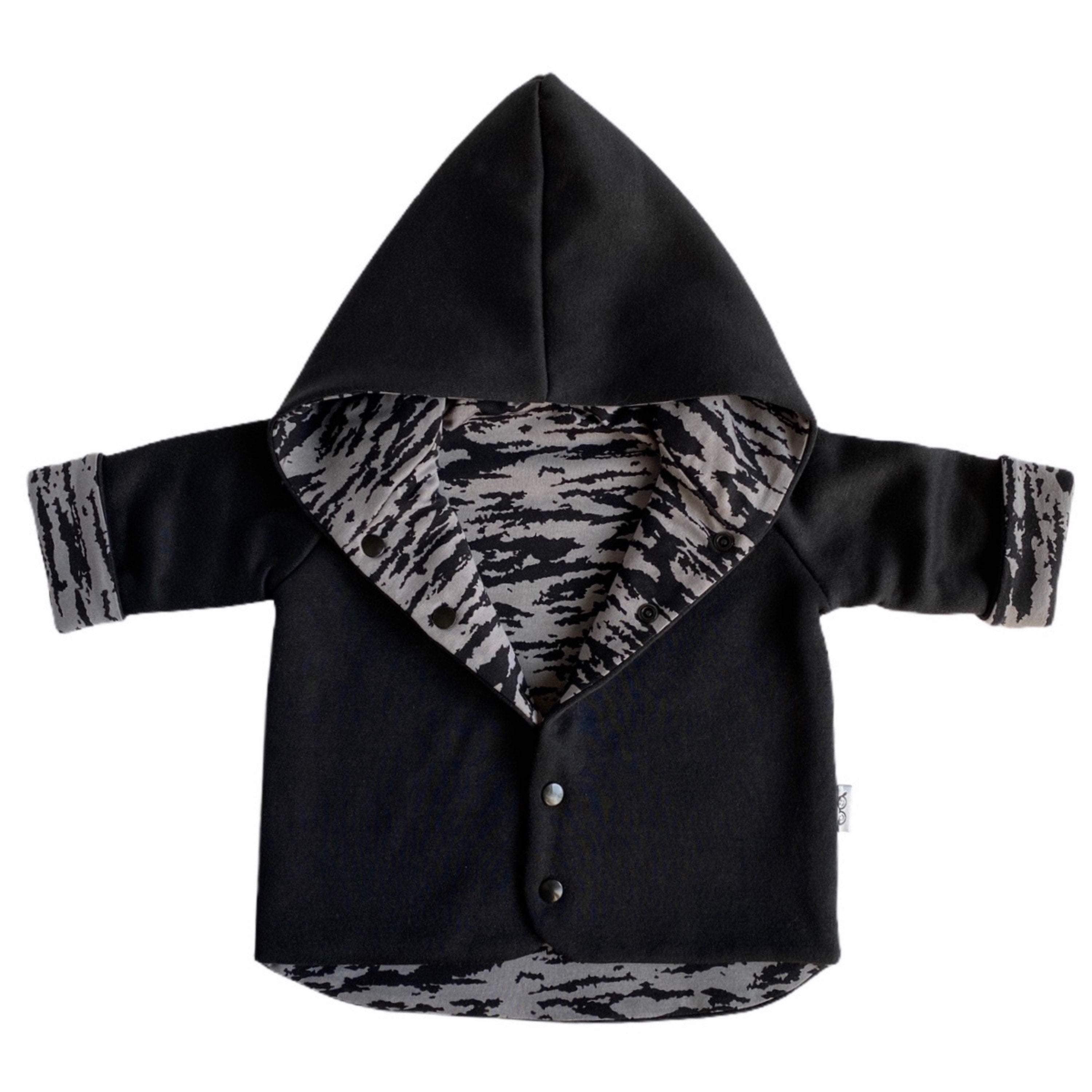 Black & Grey Zebra Hooded Jacket