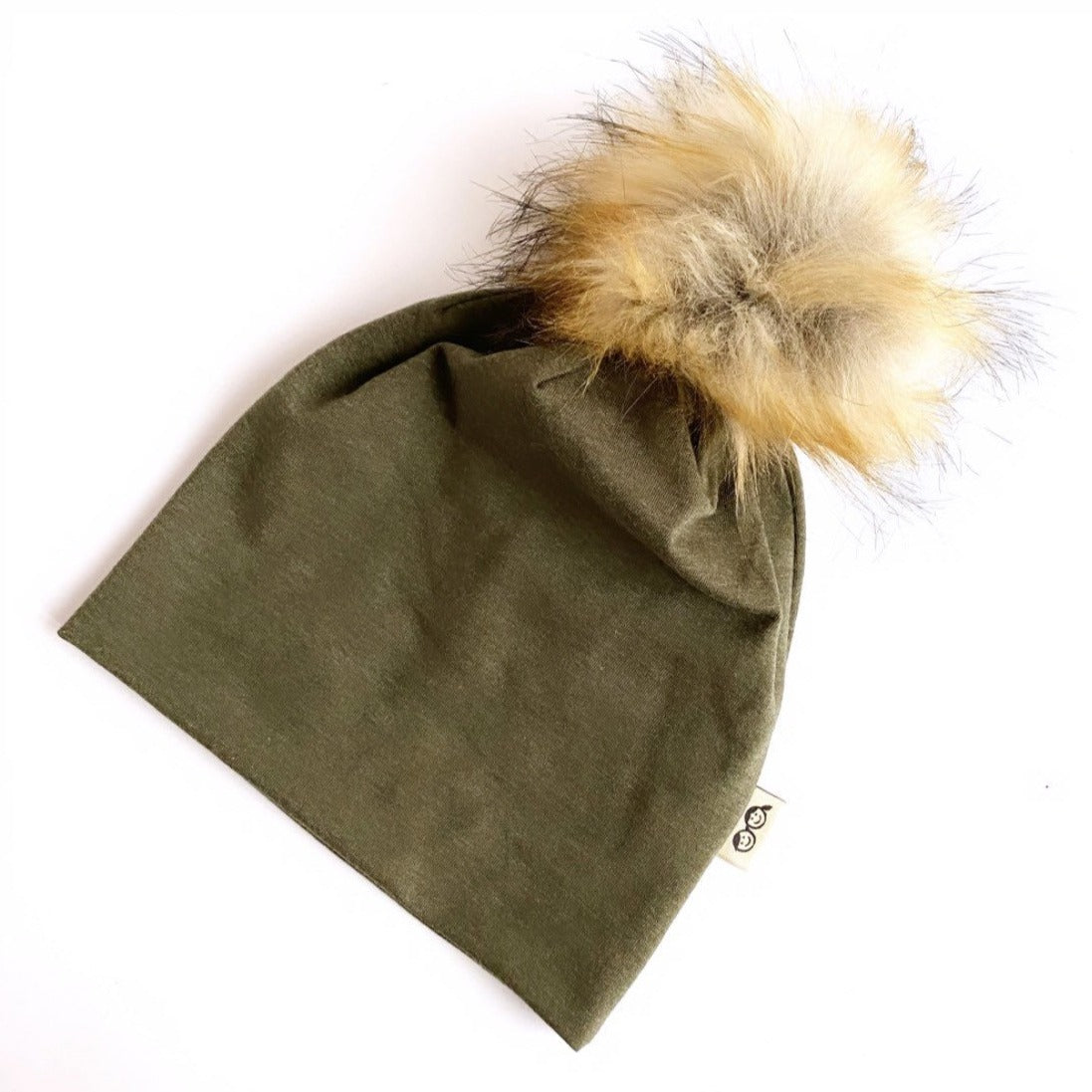 Olive Faux Fur Pom Pom Hat