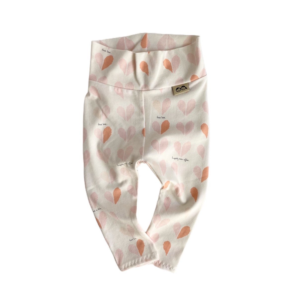 Pastel Pink Hearts on Cream Leggings