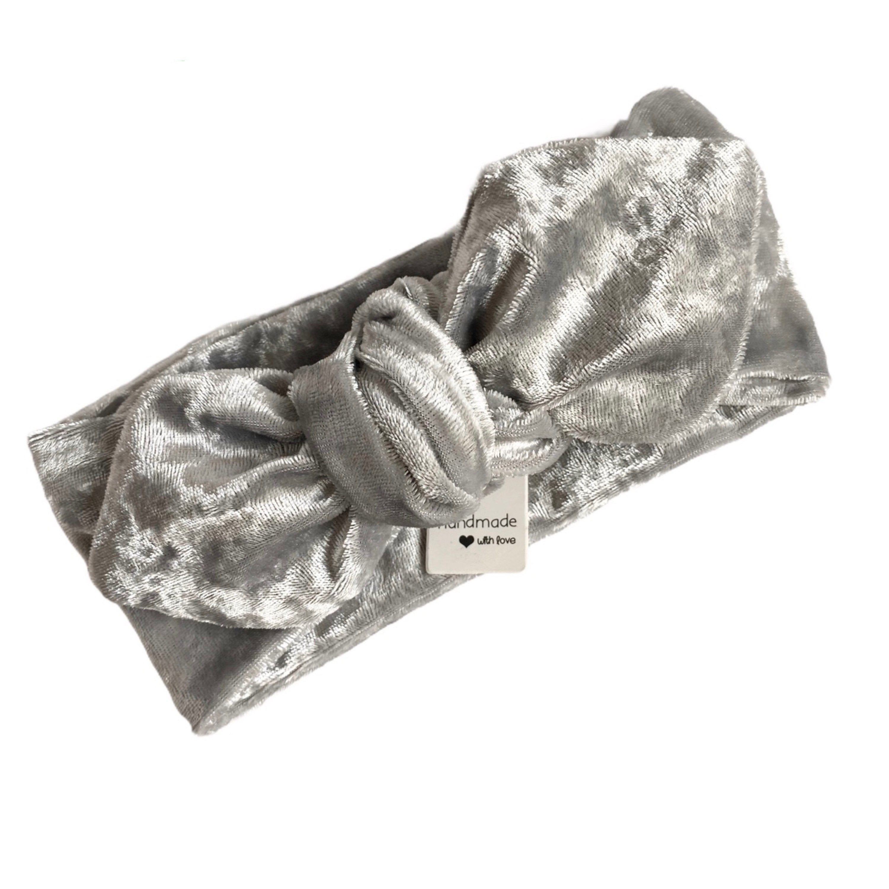 Velvet Black, Silver Grey, Red - Top Knot Headbands