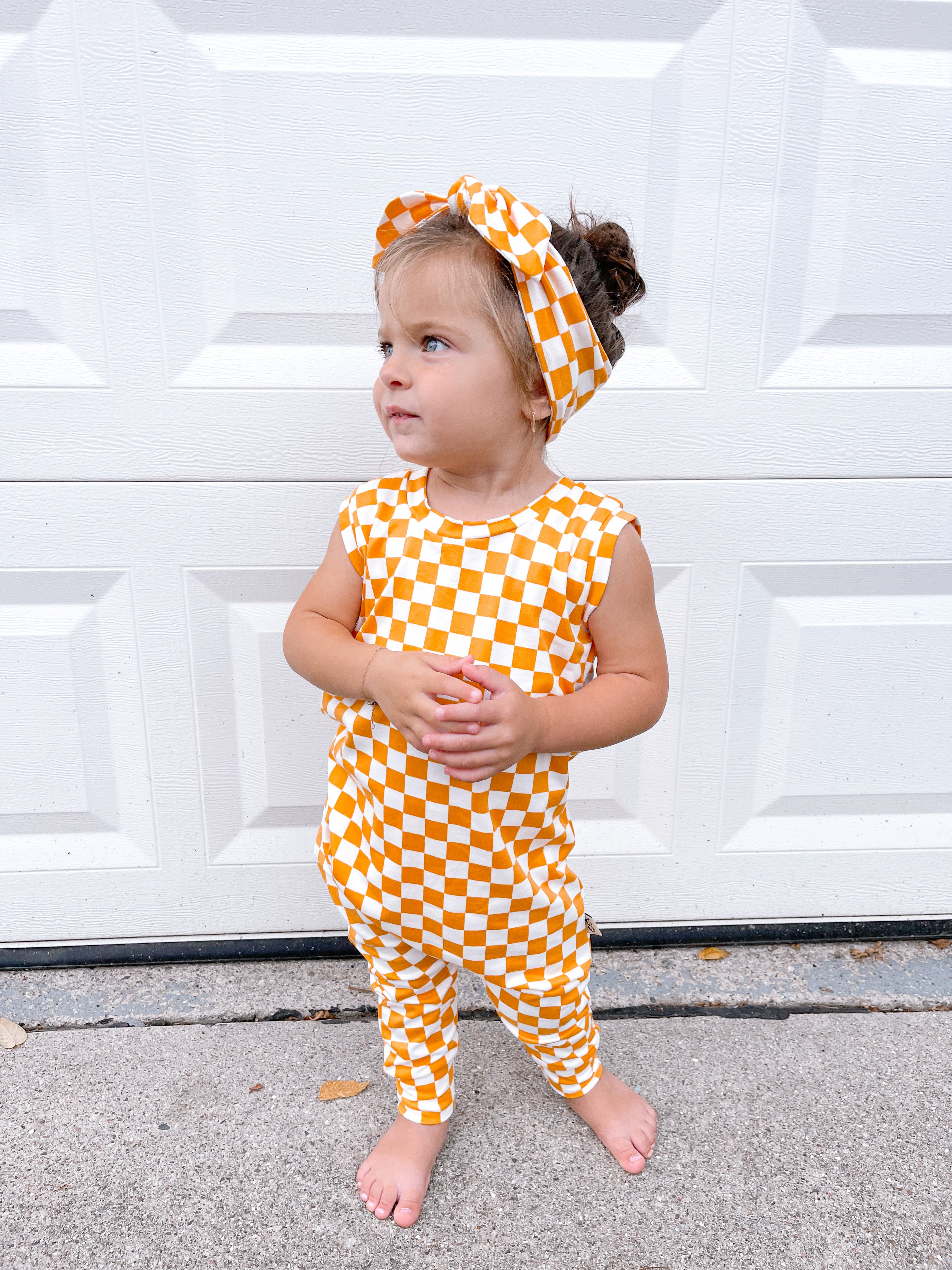 Yellow Retro Checkered Harem Romper