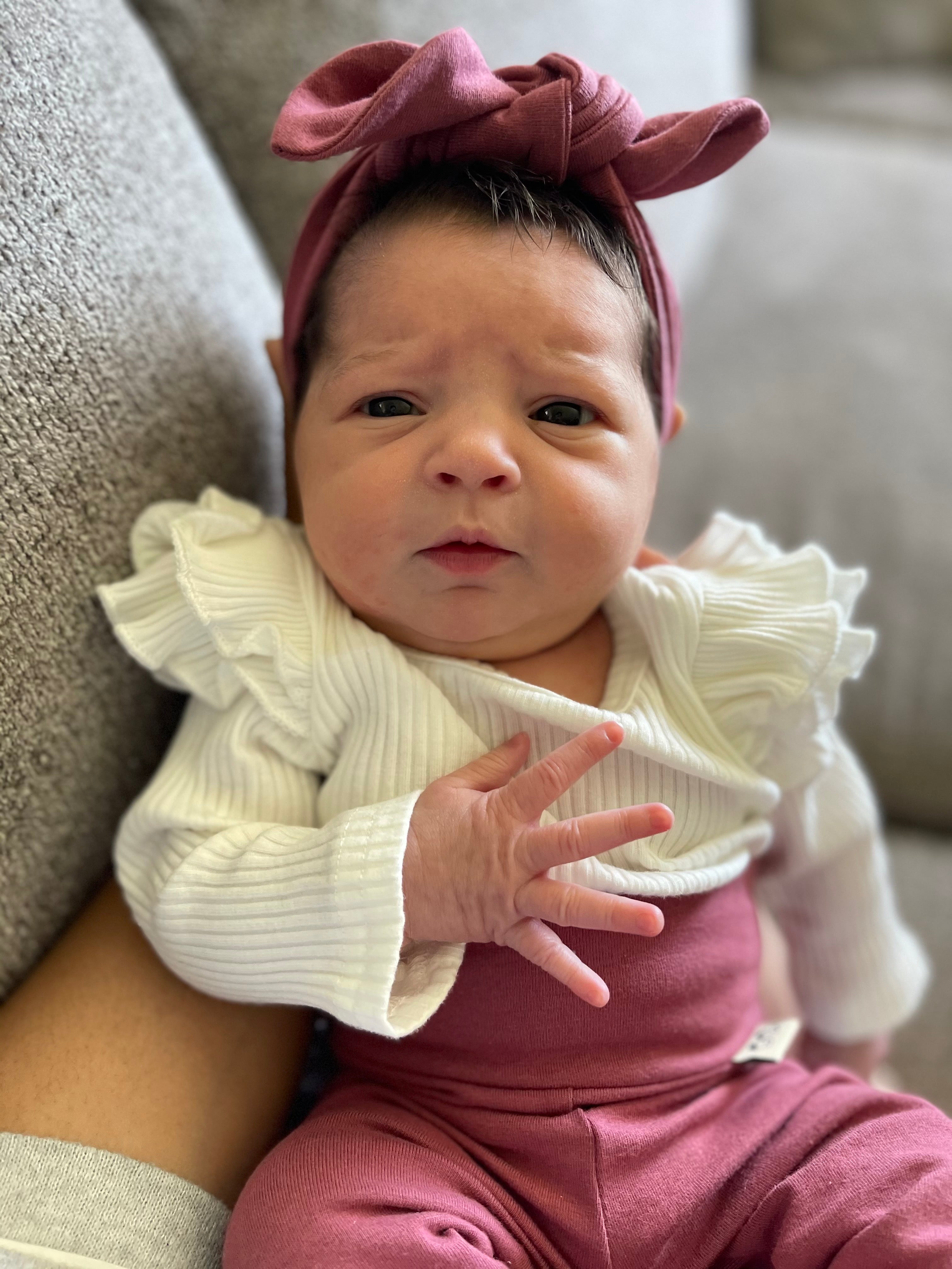 baby girl in Dusty Marsala Leggings