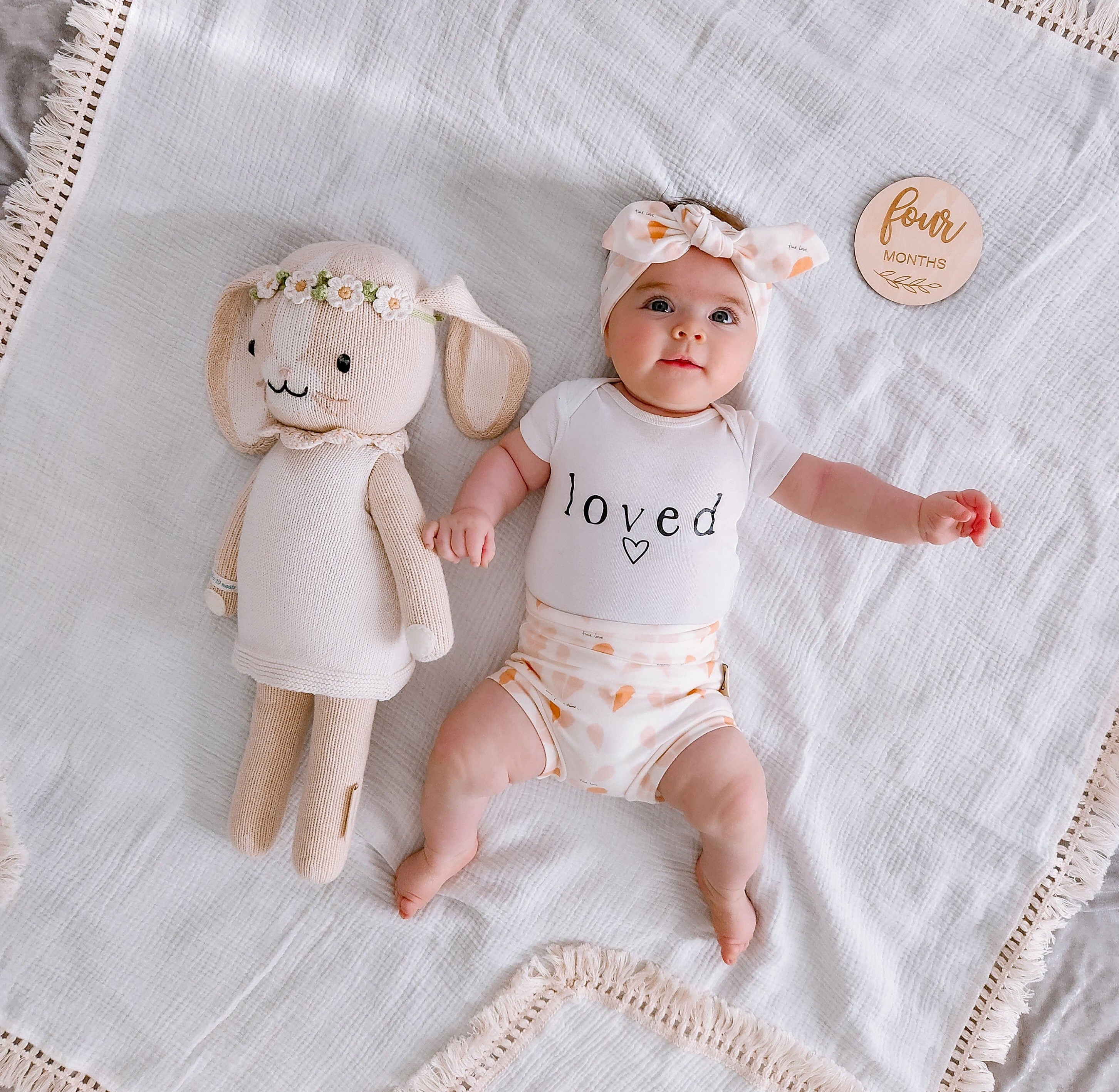 Pastel Pink Hearts on Cream Bummies