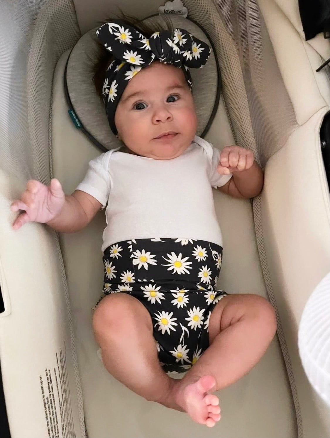 Daisies on Off Black Bummies and/or Headbands