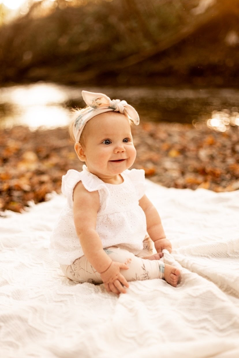 Fossil Foliage on Cream Leggings and/or Headbands