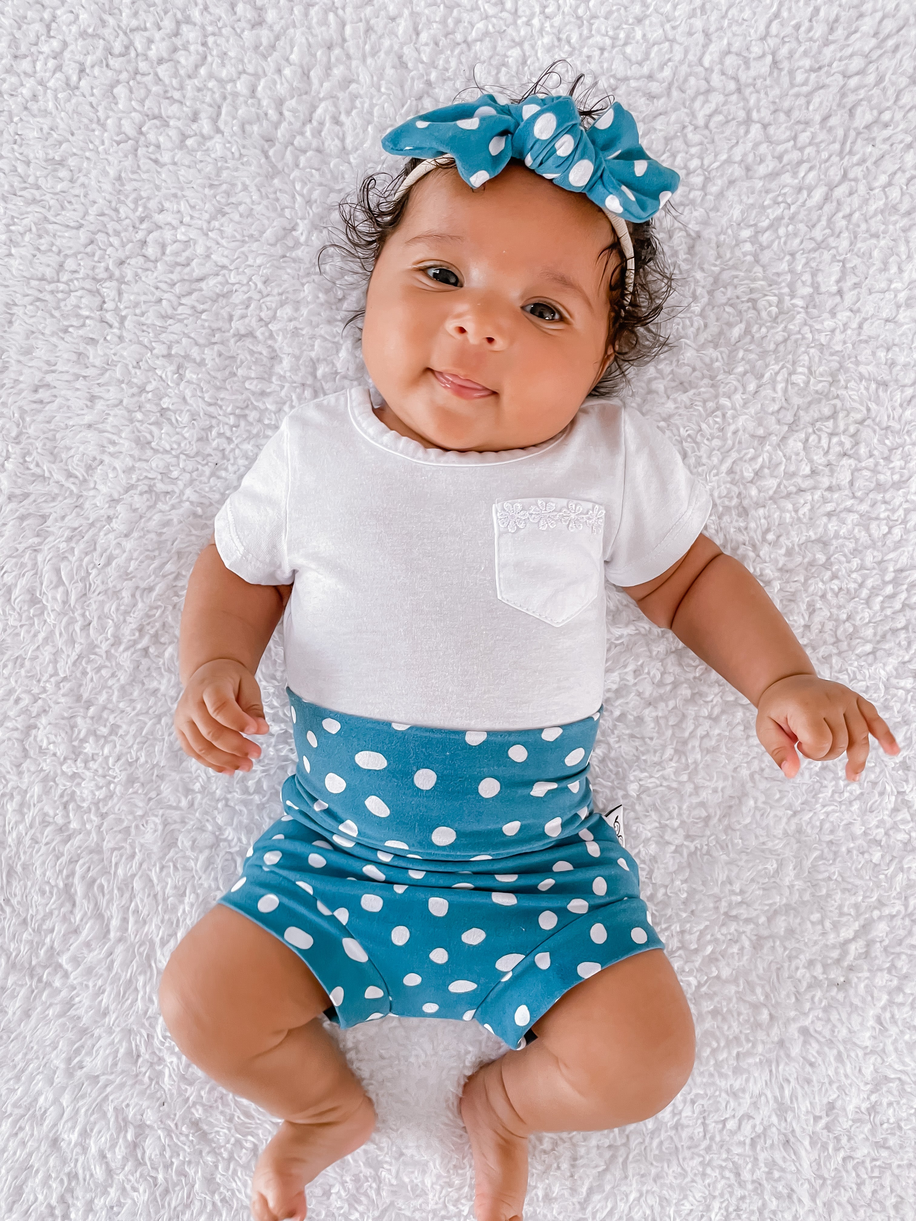 Blue White Abstract Dots Bummies and/or Headbands