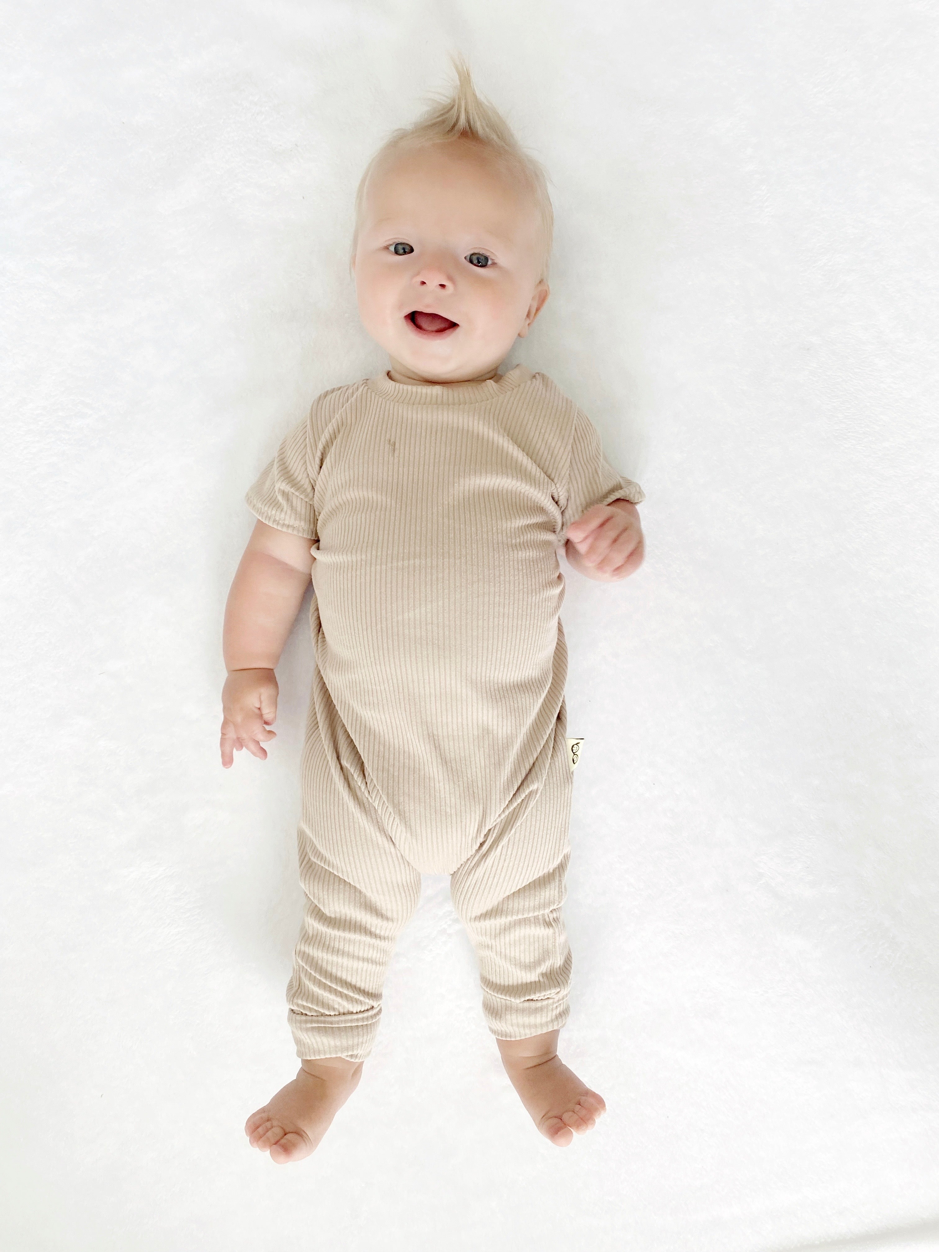 Latte Ribbed Harem Romper