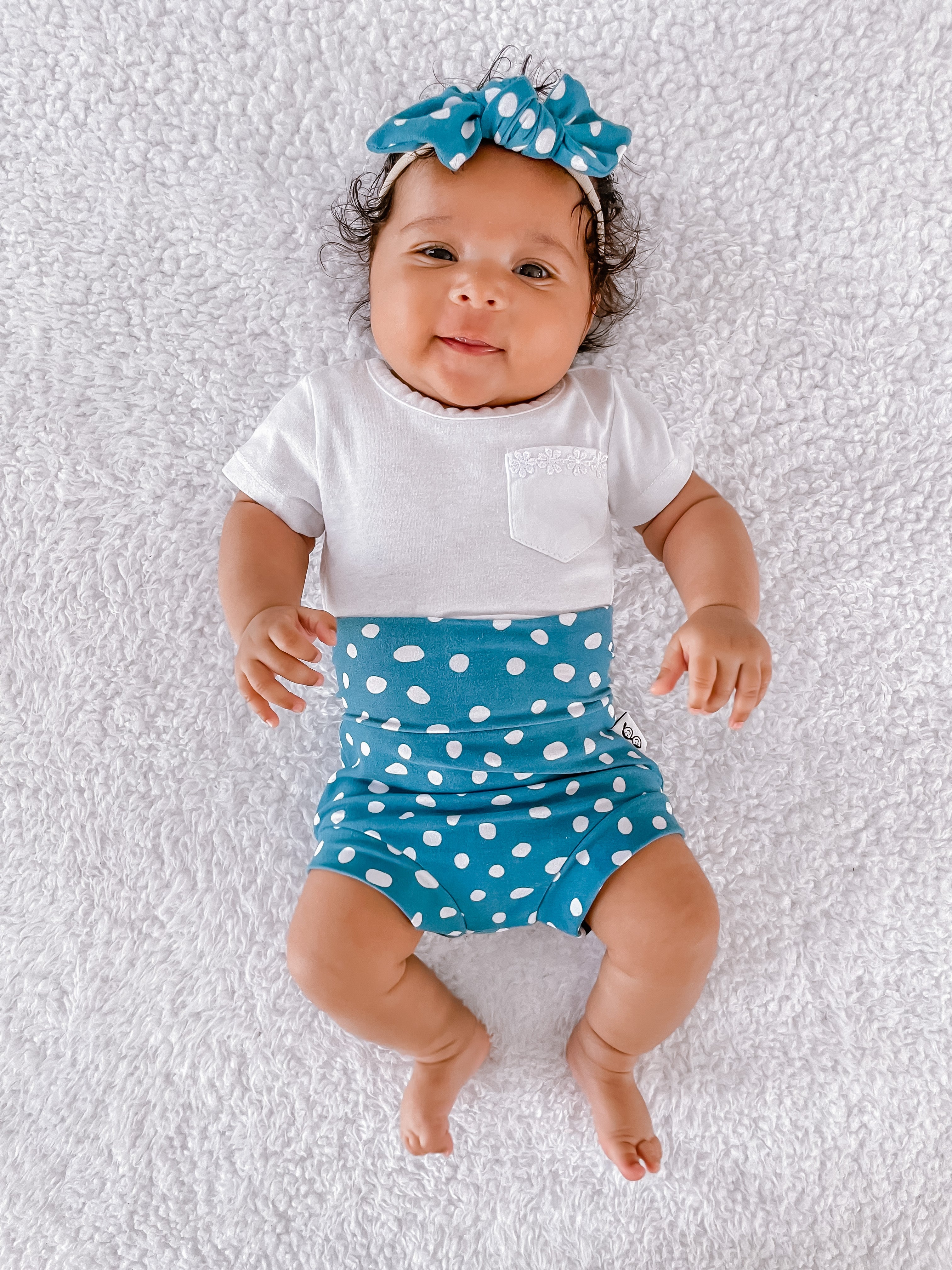 Blue White Abstract Dots Bummies and/or Headbands