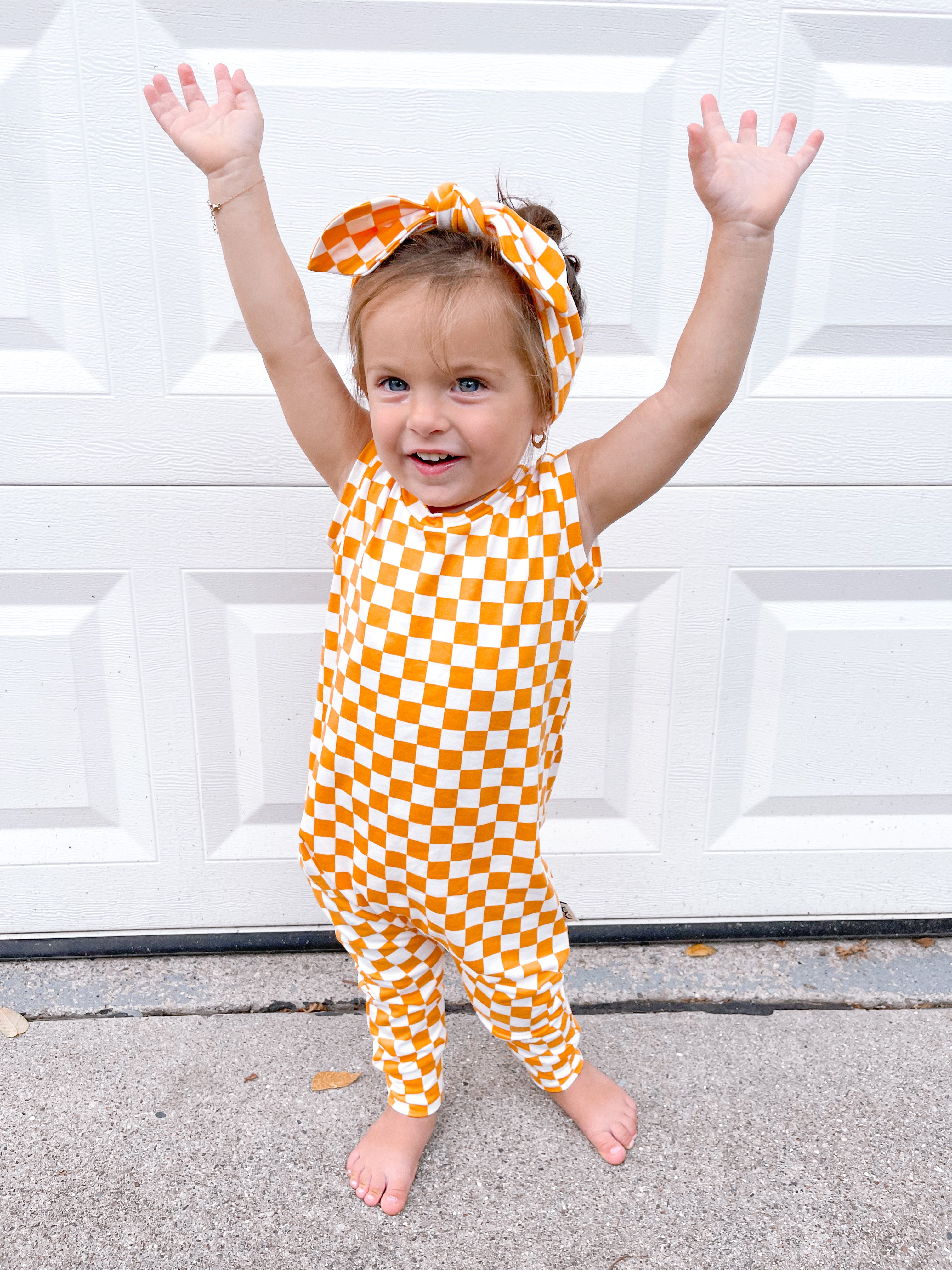Yellow Retro Checkered Harem Romper