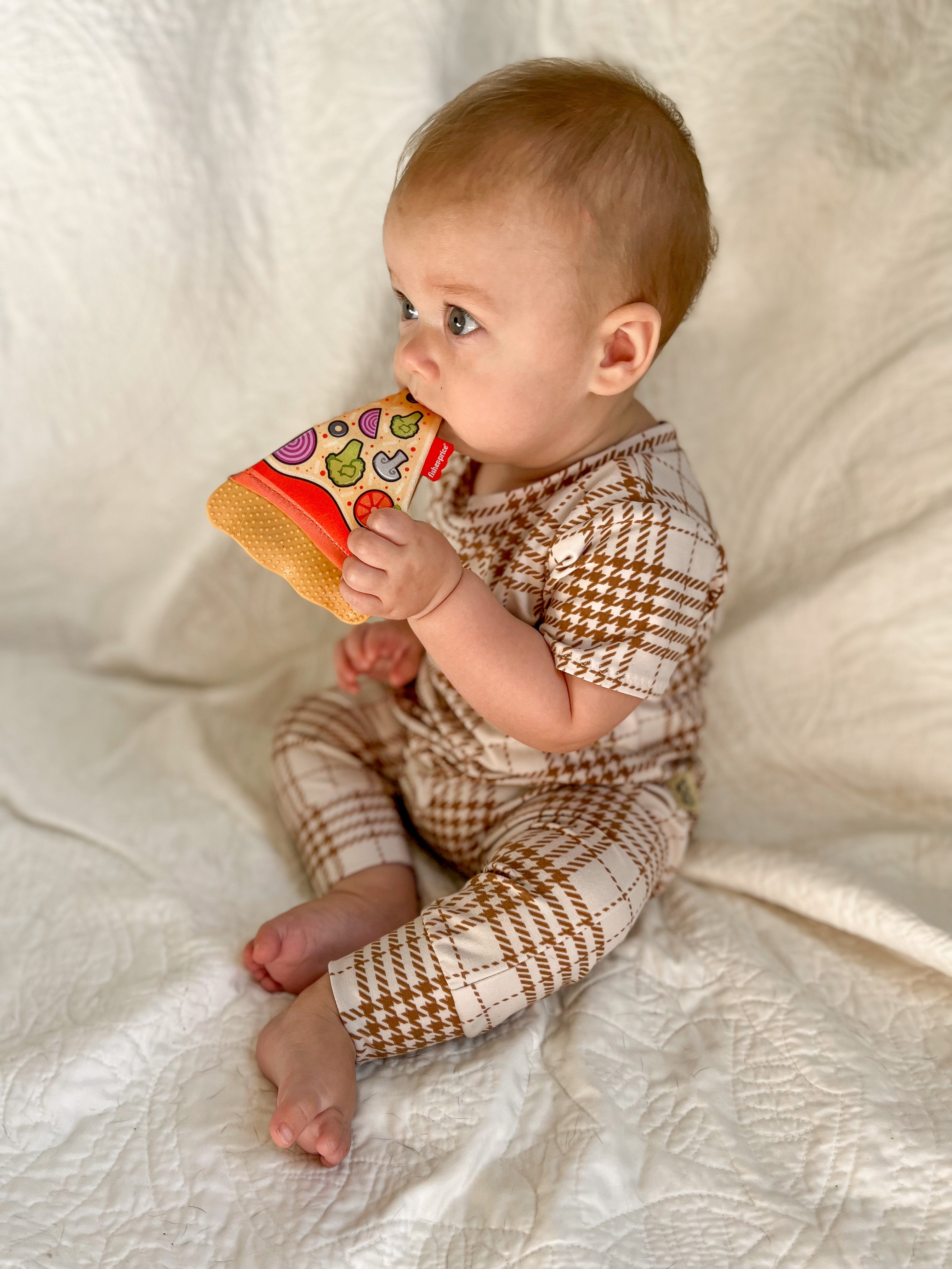Neutral Plaid Harem Romper