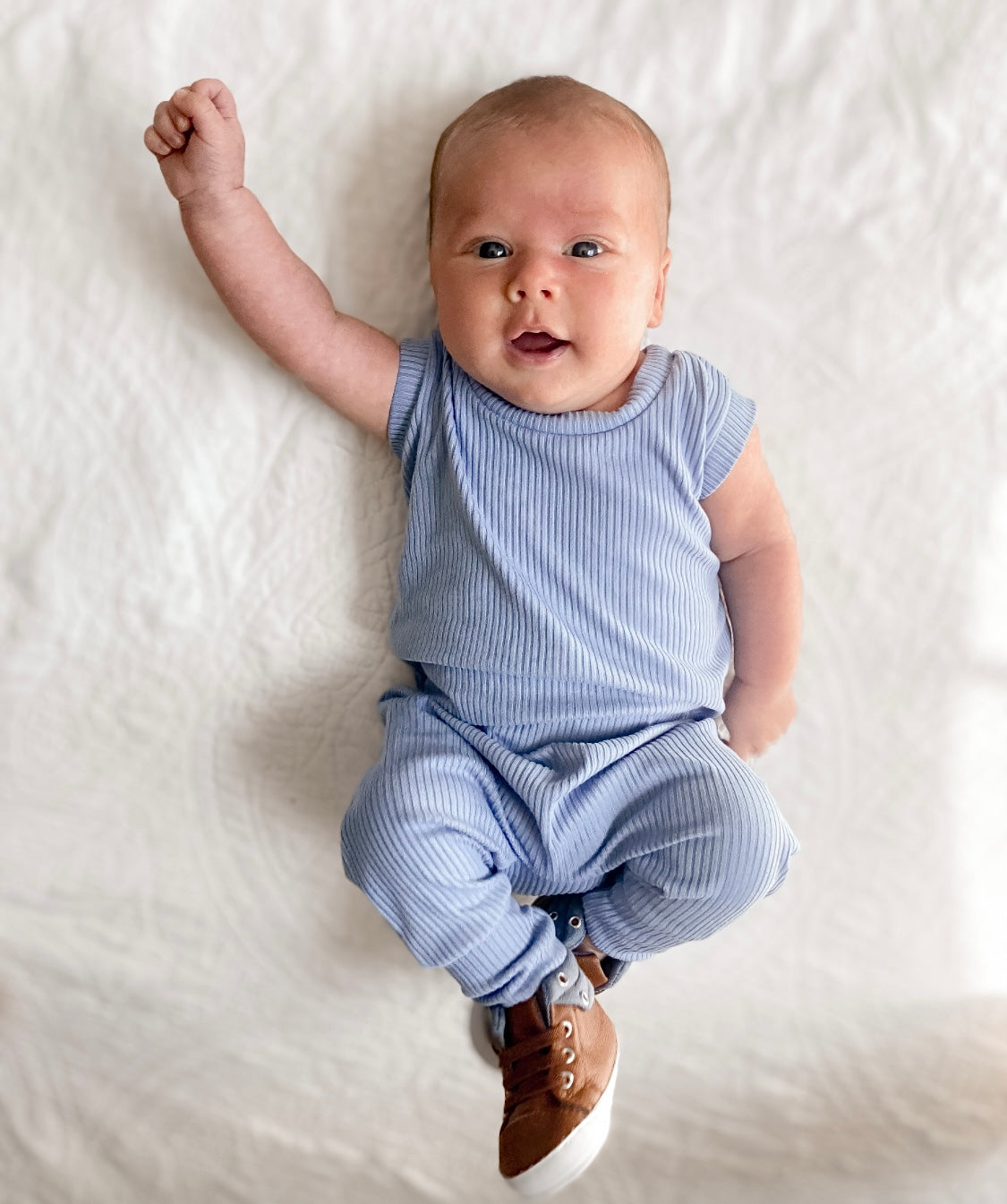 Blue Ribbed Harem Romper
