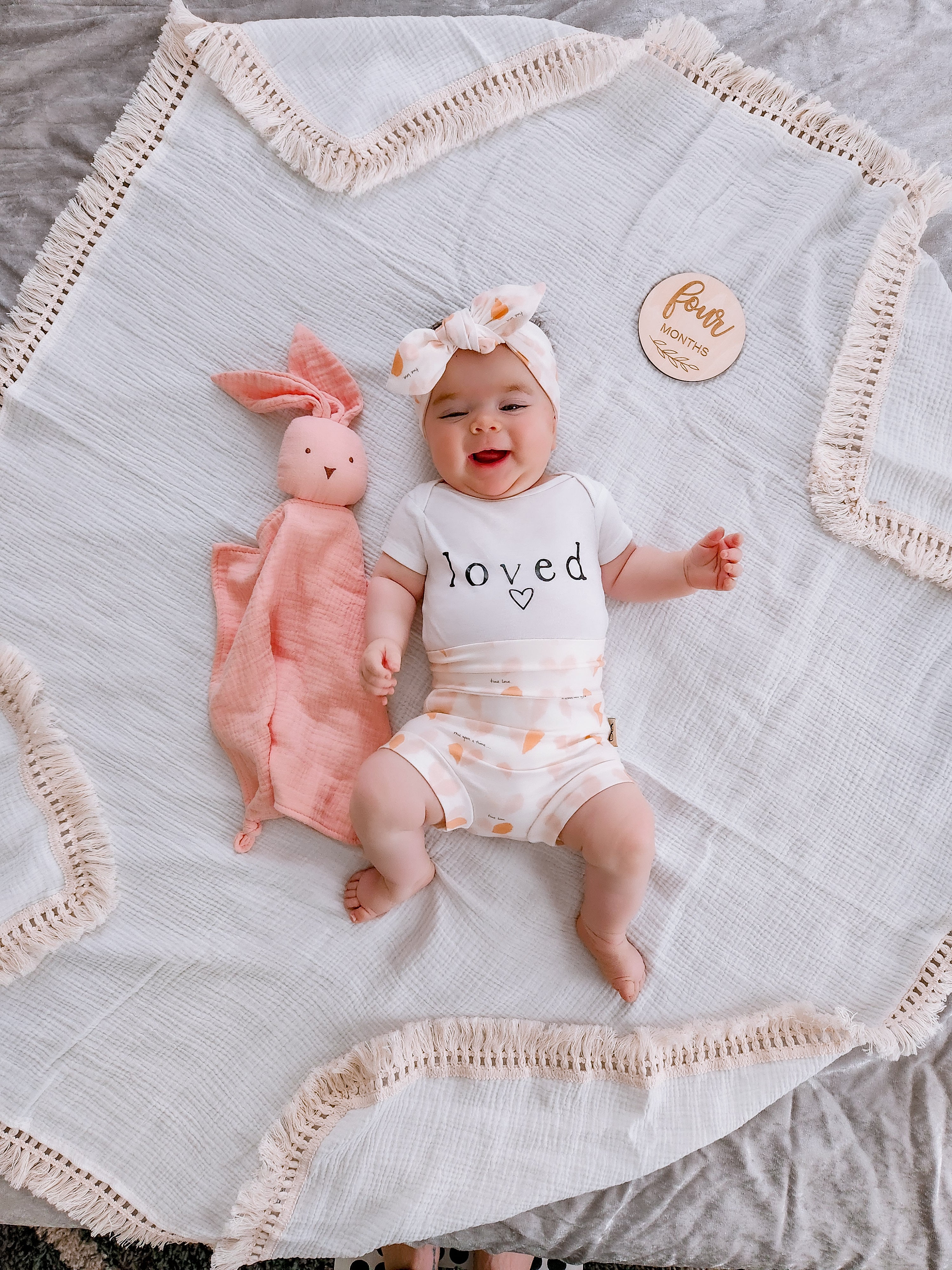 Pastel Pink Hearts on Cream Bummies