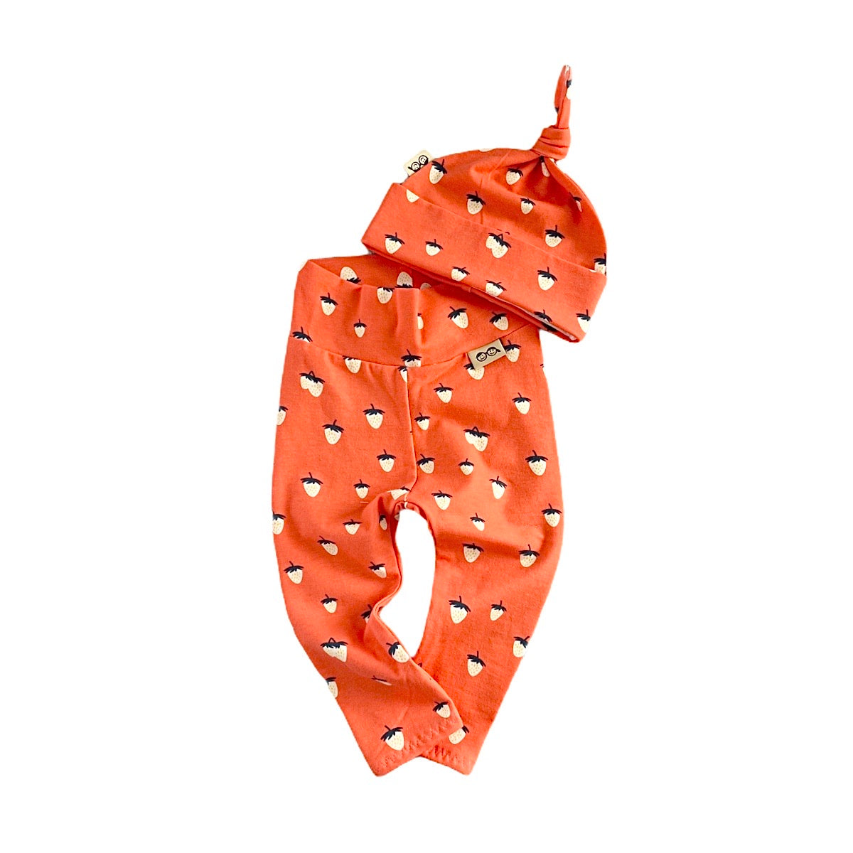 Coral Strawberries Leggings and/or Beanie Knot Hat