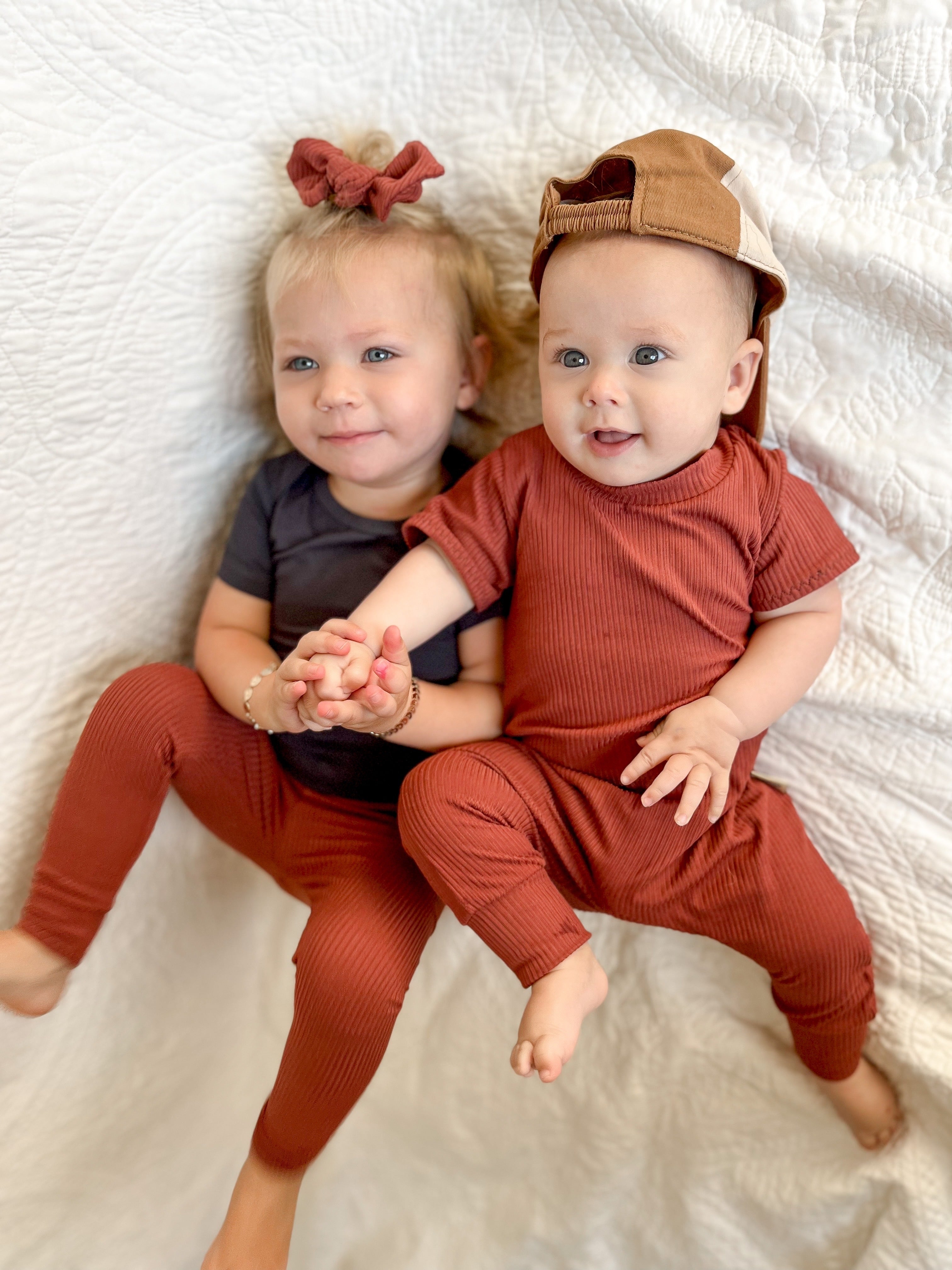 Rust Rib Harem Short-Sleeve Romper