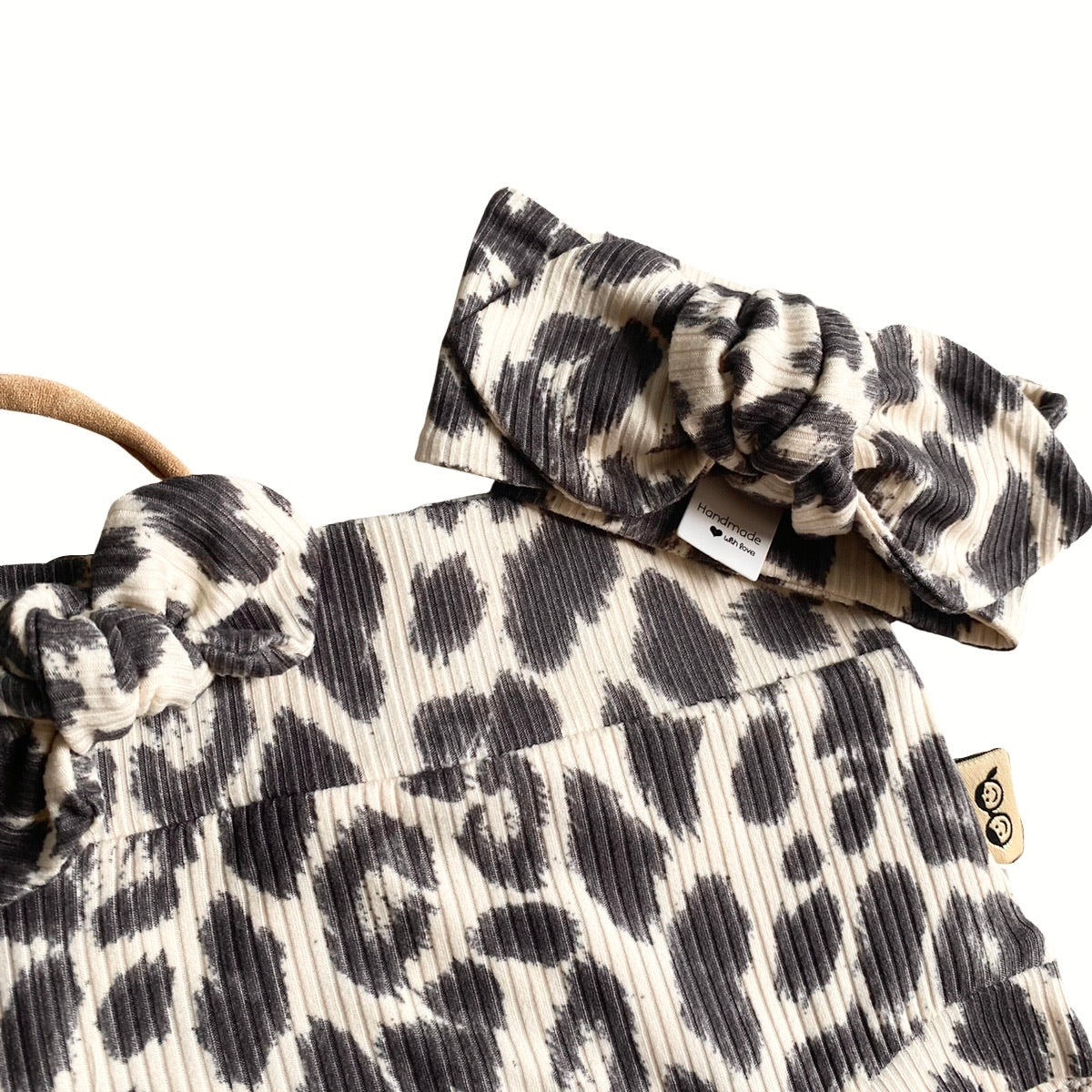 Grey Cheetah on Ivory Bummies and/or Headbands