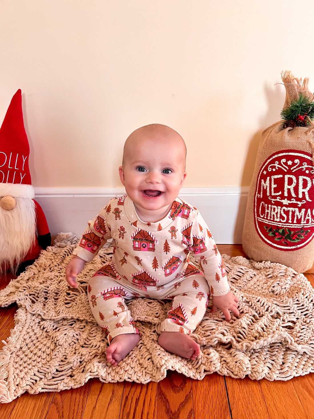 Pink Gingerbread Houses Harem Romper