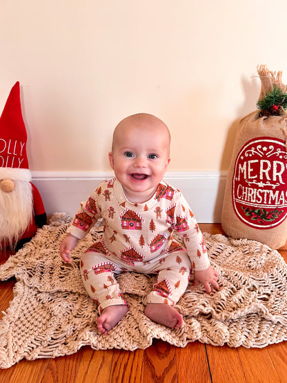 Pink Gingerbread Houses Harem Romper