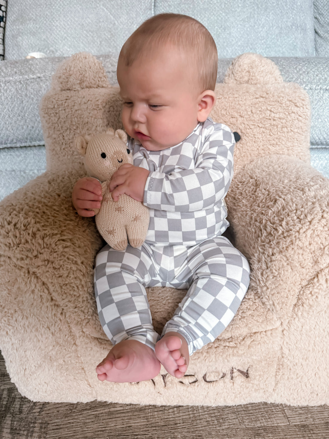 Grey Retro Checkered Lounge Set