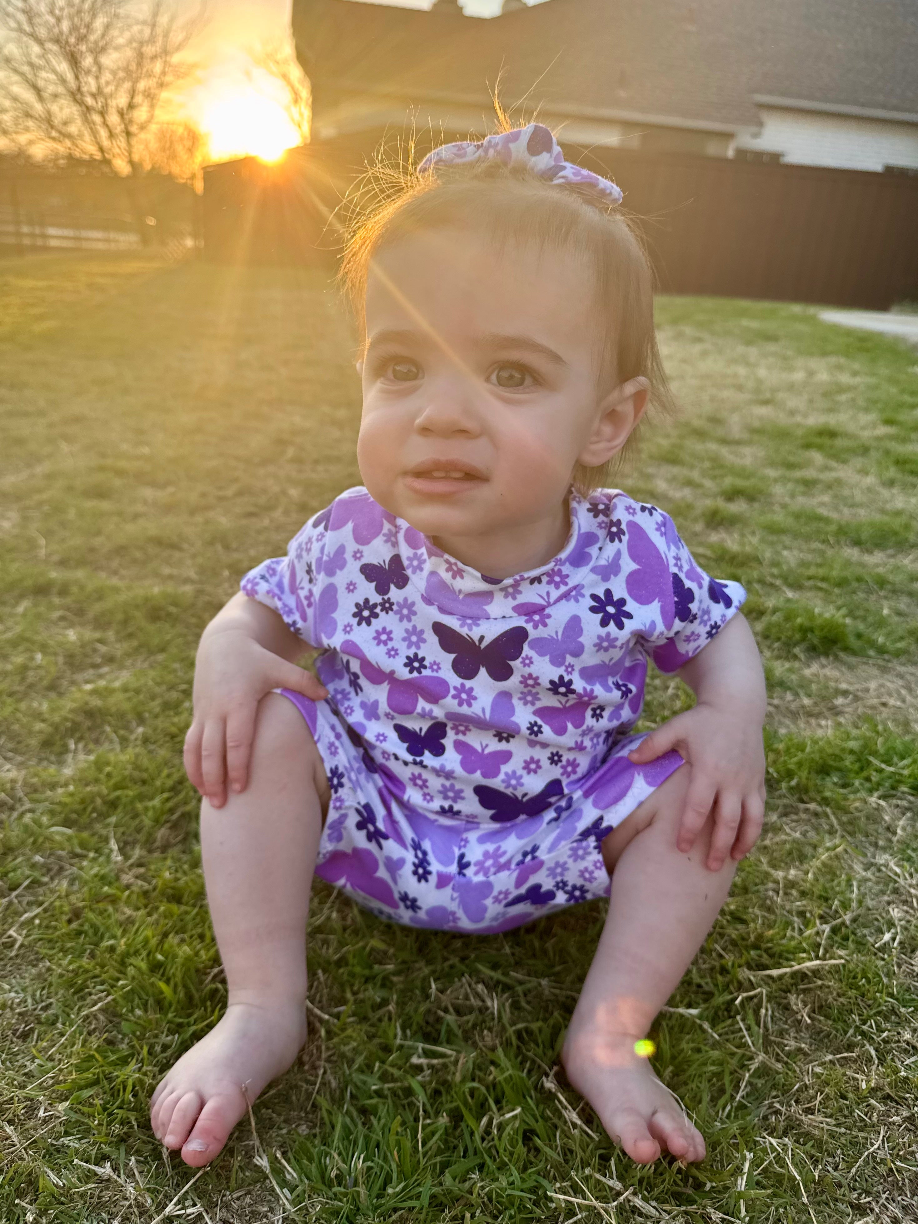 Purple Glitter Butterflies Biker Shorts Lounge Set