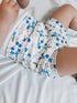 Blue Tone Dainty Flowers on White Ribbed Bummies