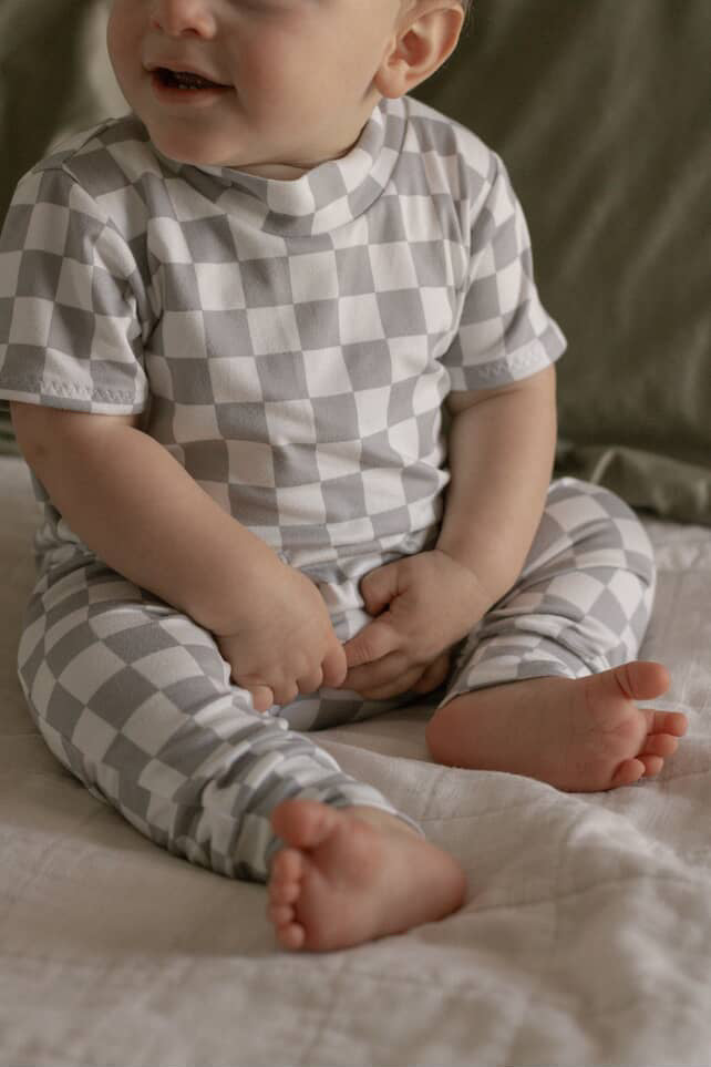 Grey Retro Checkered Harem Romper