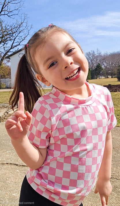 Pink Retro Checkered Summer Lounge Top