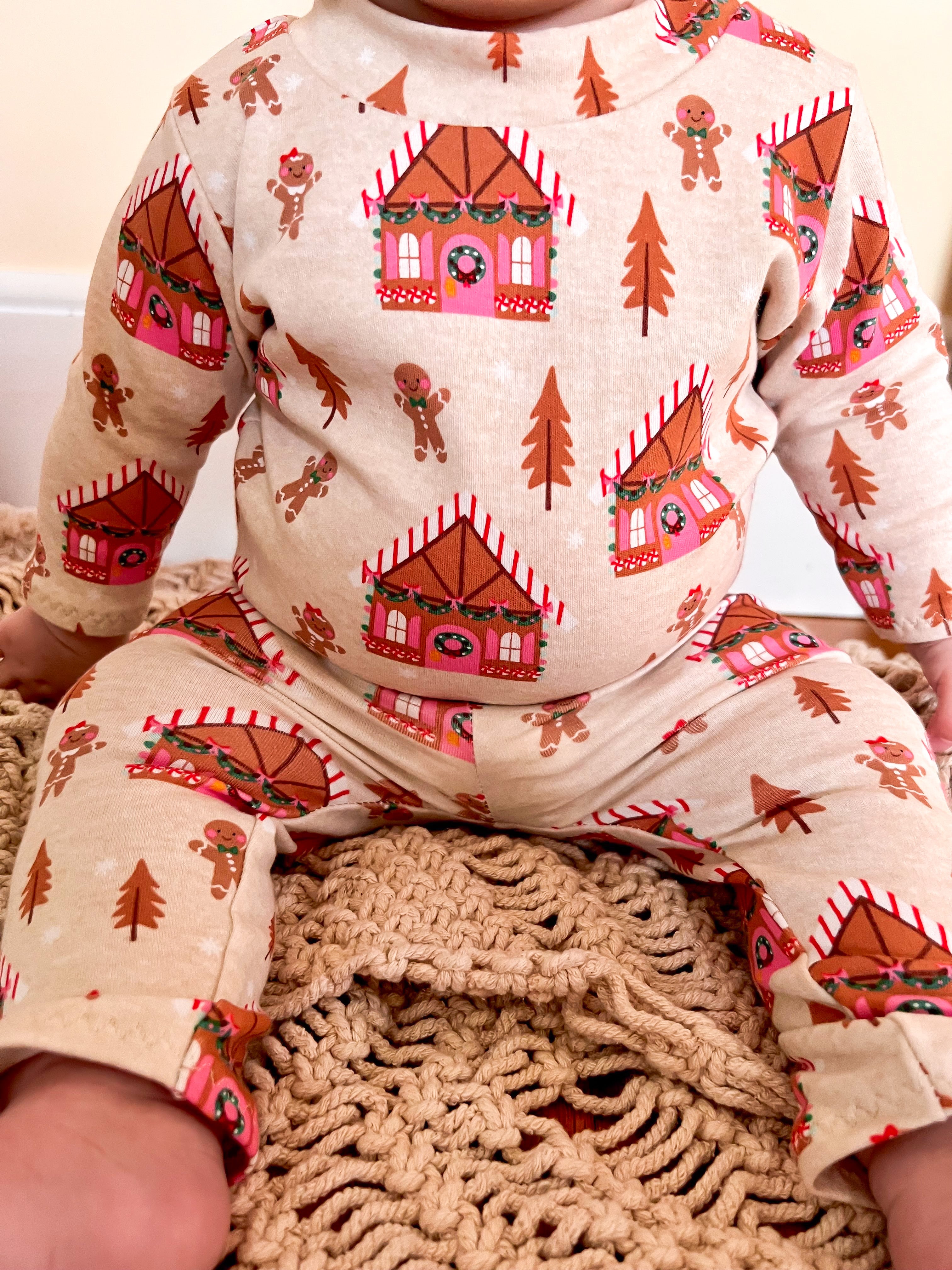 Pink Gingerbread Houses Harem Romper