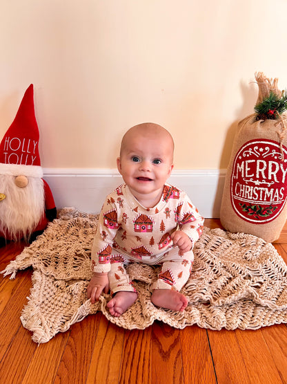 Pink Gingerbread Houses Harem Romper