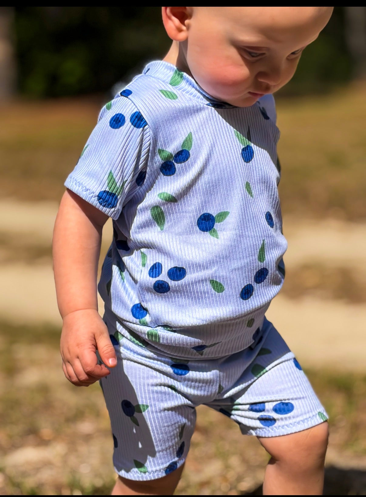 Blueberry Breeze Ribbed Summer Lounge Set