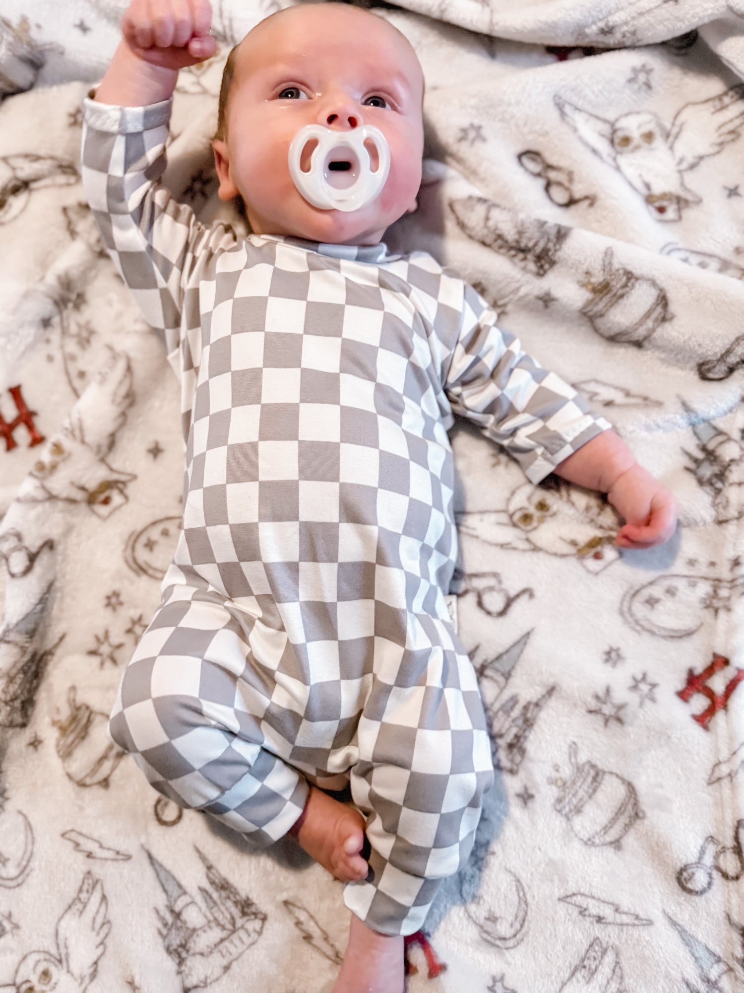 Grey Retro Checkered Harem Romper