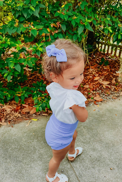 Blue Ribbed Hair Clip