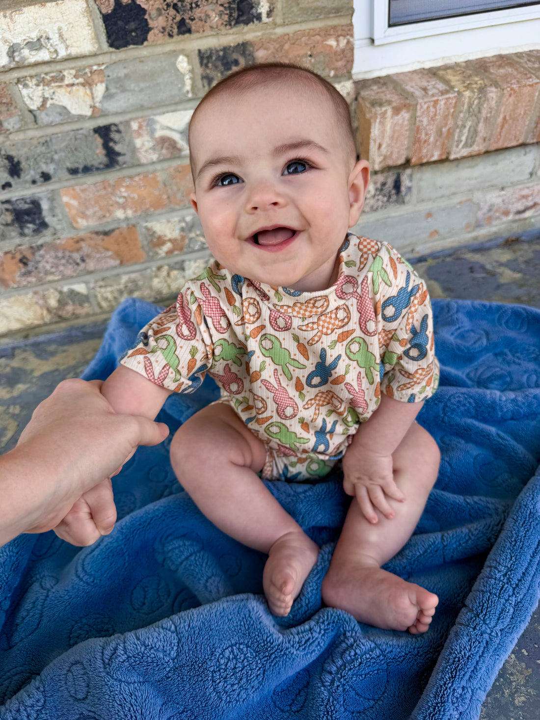 Gingham Easter Bunnies Ribbed Top - Short, Long or Sleeveless